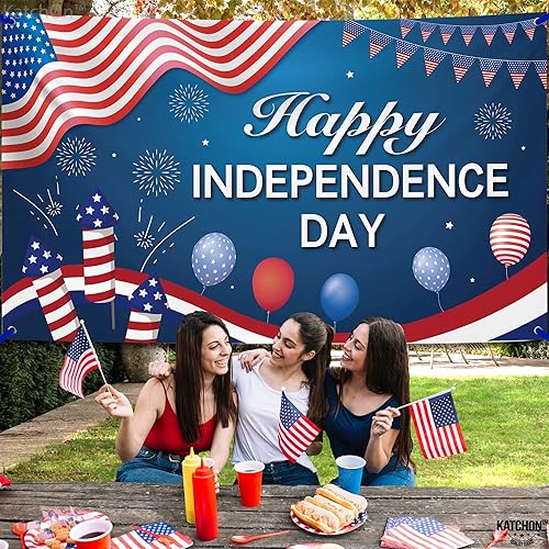 Miniatura 6 de KatchOn, Cartel extragrande del Día de la Independencia  72 x 44 pulgadas  Cartel del 4 de julio, decoraciones del Día de la Independencia  Fondo