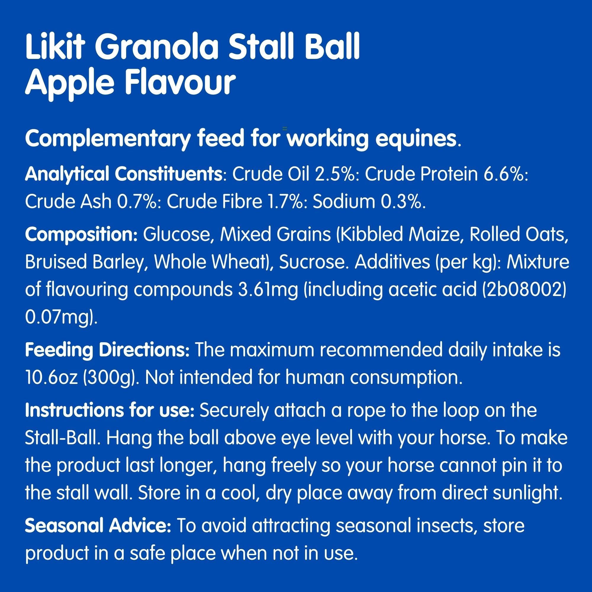 Likit Granola Stall-Ball Przysmak dla konia, 1,6 kg, aromaty jabłka, mieszane jagody, mięta pieprzowa, melasa, długotrwałe, nudne i łagodzące stres, 1,6 kg