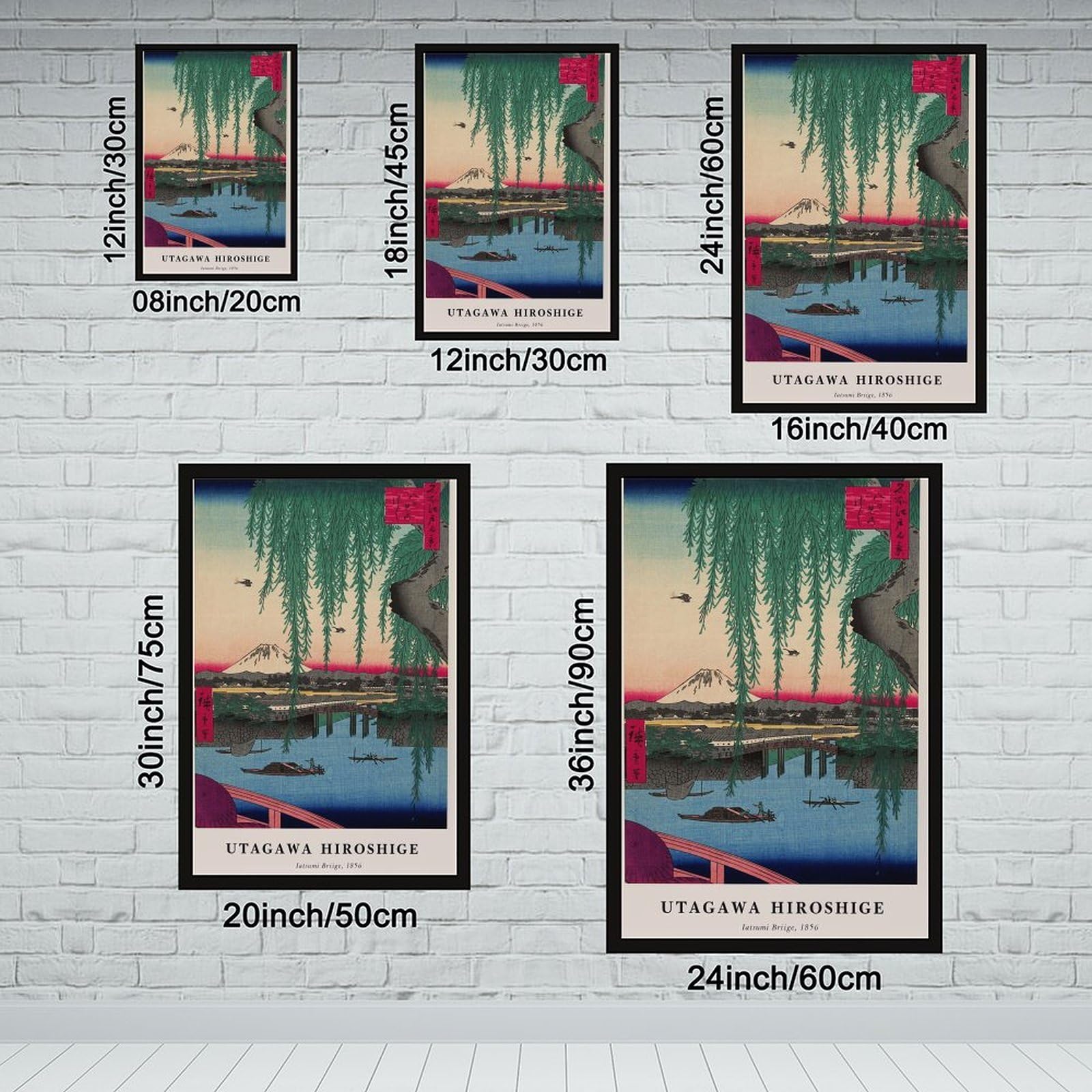 ELKPDOE Stampa di Utagawa Hiroshige, Yatsumi Bridge Poster su tela