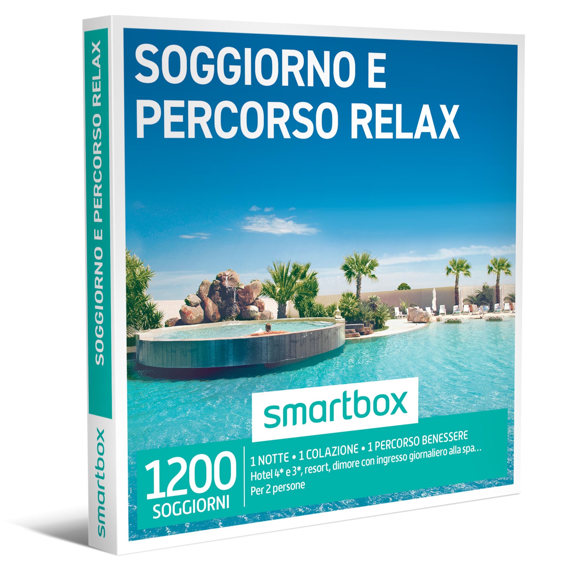 Smartbox - Cofanetto Regalo Soggiorno e Percorso Relax - Idea Regalo per la Coppia - 1 Notte con Colazione ed Esperienza Wellness per 2 Persone