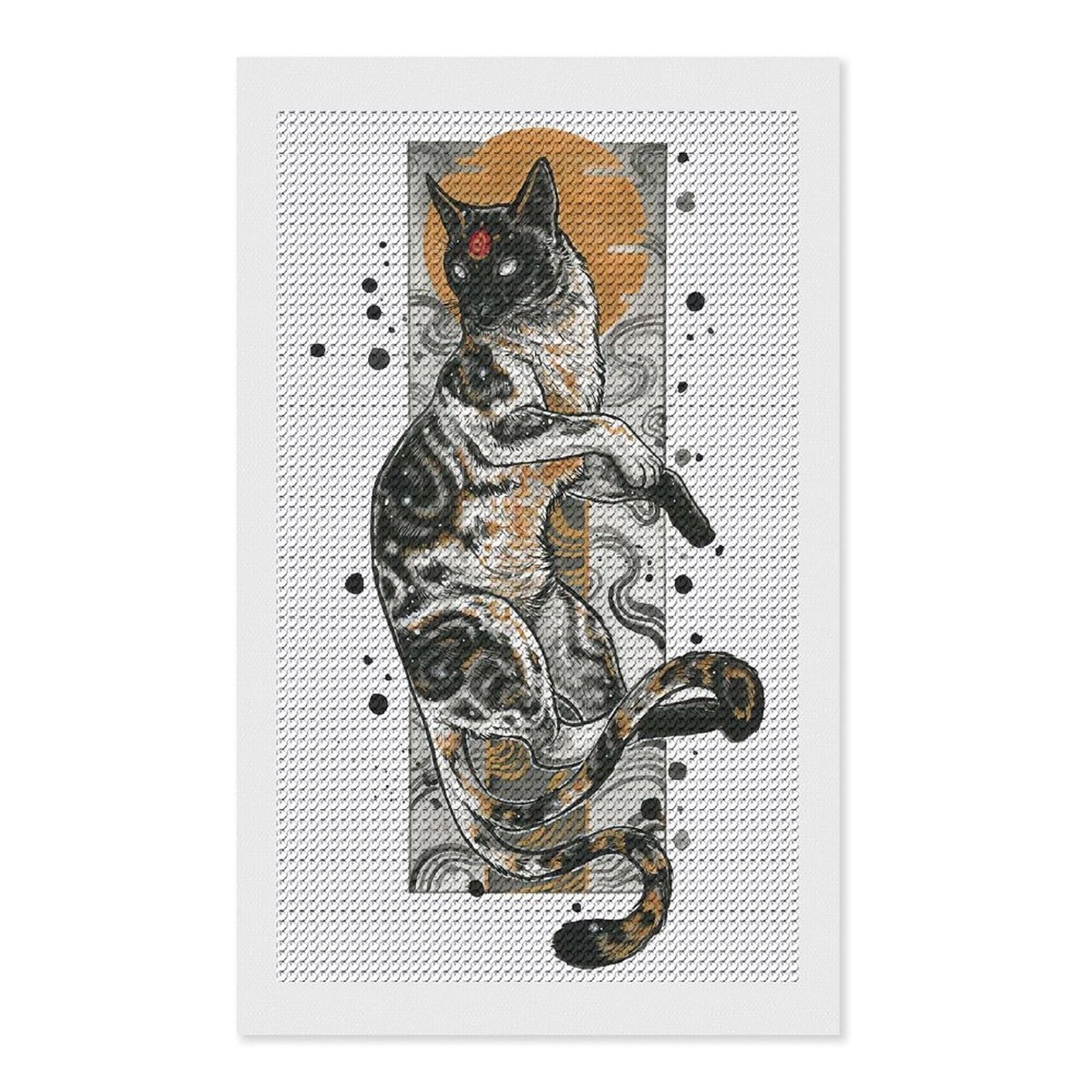 Junmoney Nekomata Diamond Painting Canvas Set 12"x20", Mindful Craft Activity, Nice Detail and Sparkle, Farmhouse Decor, Birthday Gift