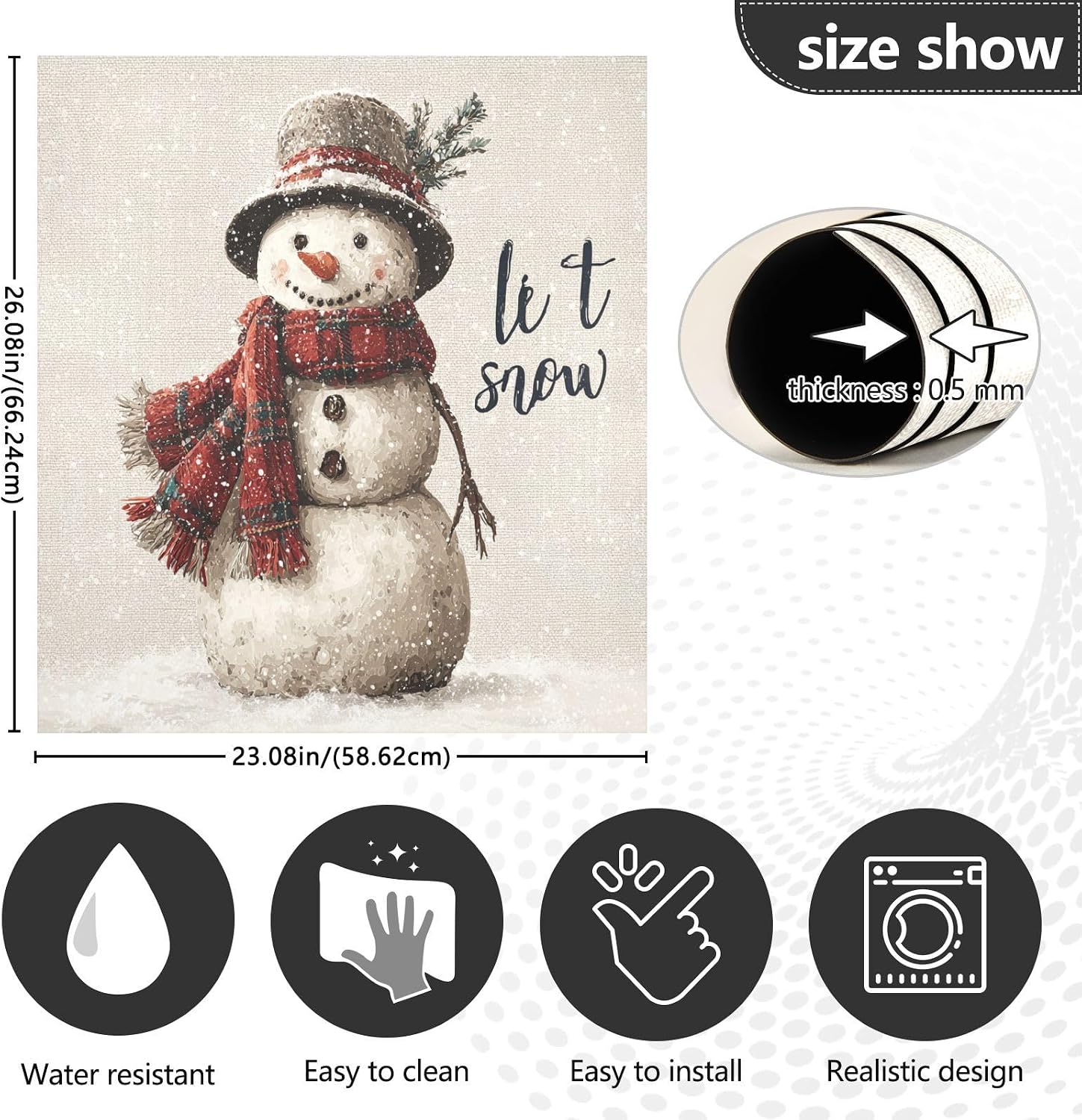 QUGRL Winter Snowman Let It Snow Dishwasher Magnet Cover Front Door Christmas Decorative Refrigerator Covers Magnetic Sheet Sticker Wash Machine Fridge Panel Decal for Kitchen Appliance 23x26 in