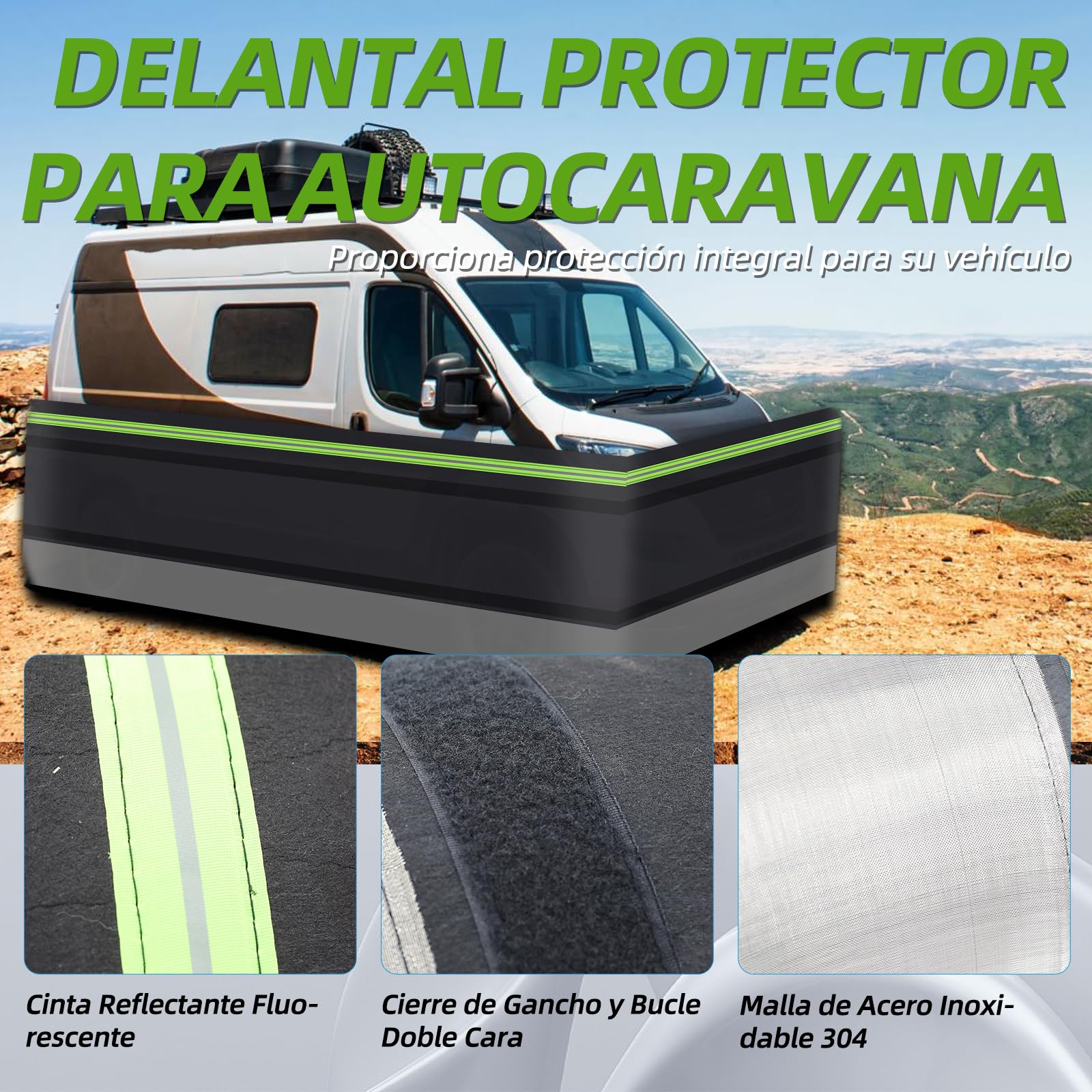 Borde para autocaravana, 0,8 m x 18 m, protección para todo tipo de clima