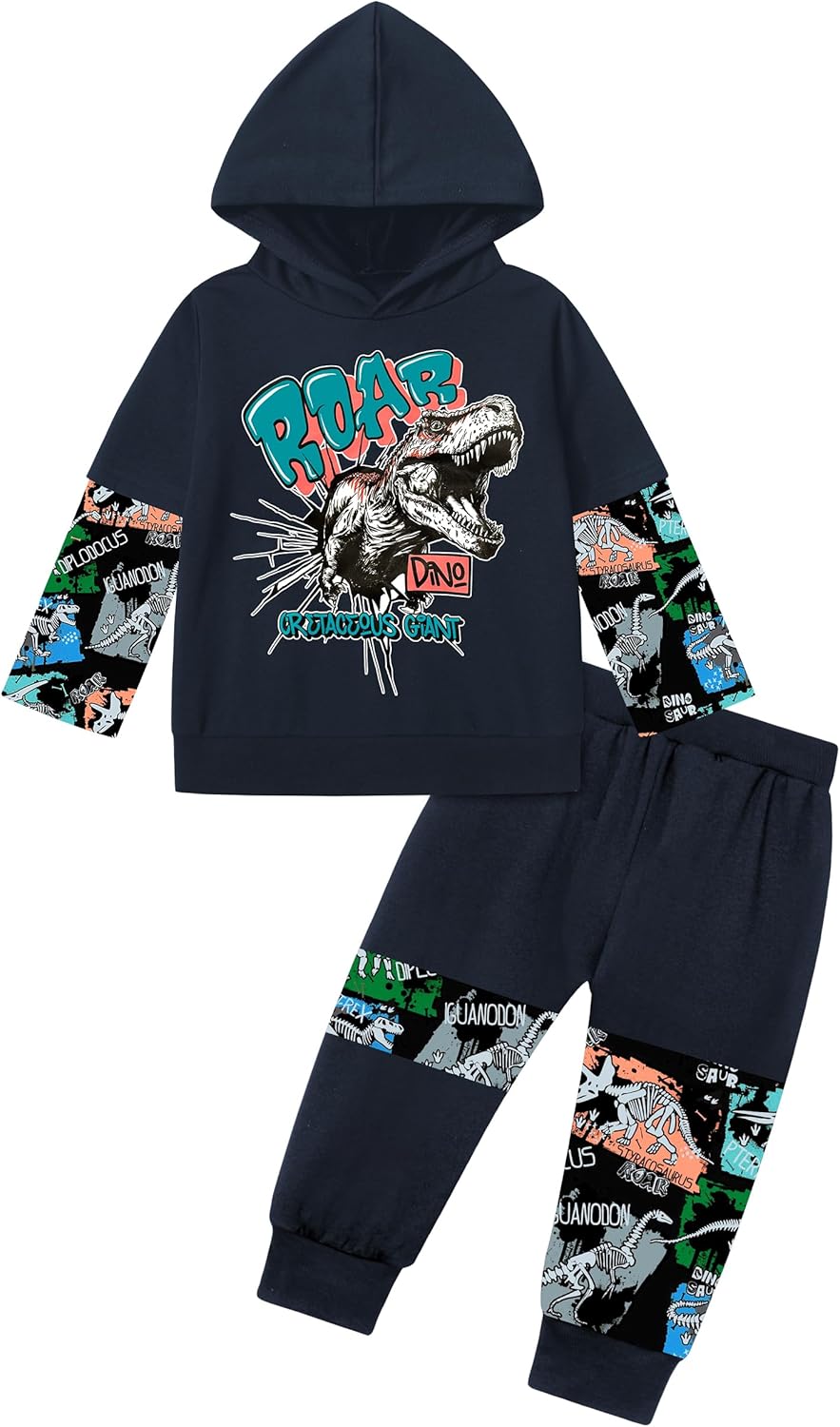 MIGU Toddler Boy Clothes Fall/Winter Fashion Dinosaur Pattern Long Sleeve Hooded Sweatshirt Tie-Dye Pants 2 Piece Outfit Set MIGU Toddler Boy Clothes Fall/Winter Fashion Dinosaur Pattern Long Sleeve Hooded Sweatshirt Tie-Dye Pants 2 Piece Outfit Set