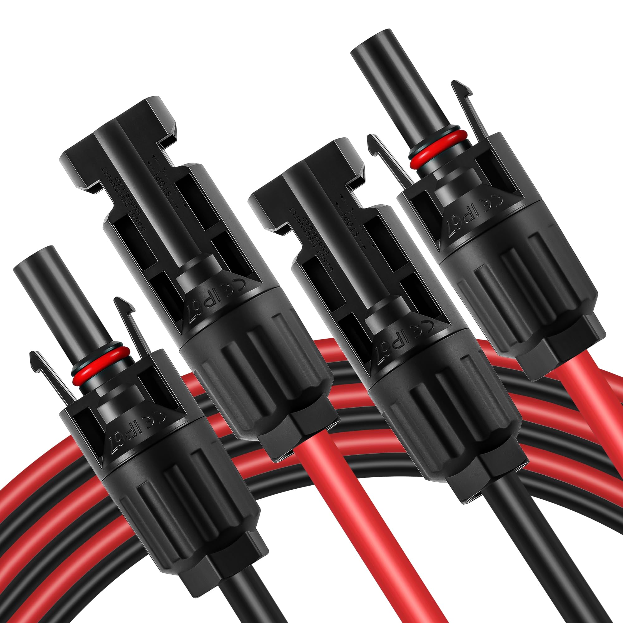 Thzzhnno Solar Panel Extension Cable 30Ft, 10AWG Waterproof & Tinning Male to Female Solar Extender Cord for Photovoltaic Systems (30FT Red + 30FT