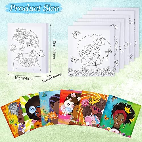 Miniatura 2 de Meanpla - 12 lienzos predibujados de contorno para el regreso a clases, de 4 x 4 pulgadas, tableros de pintura estirados predibujados para pintar,