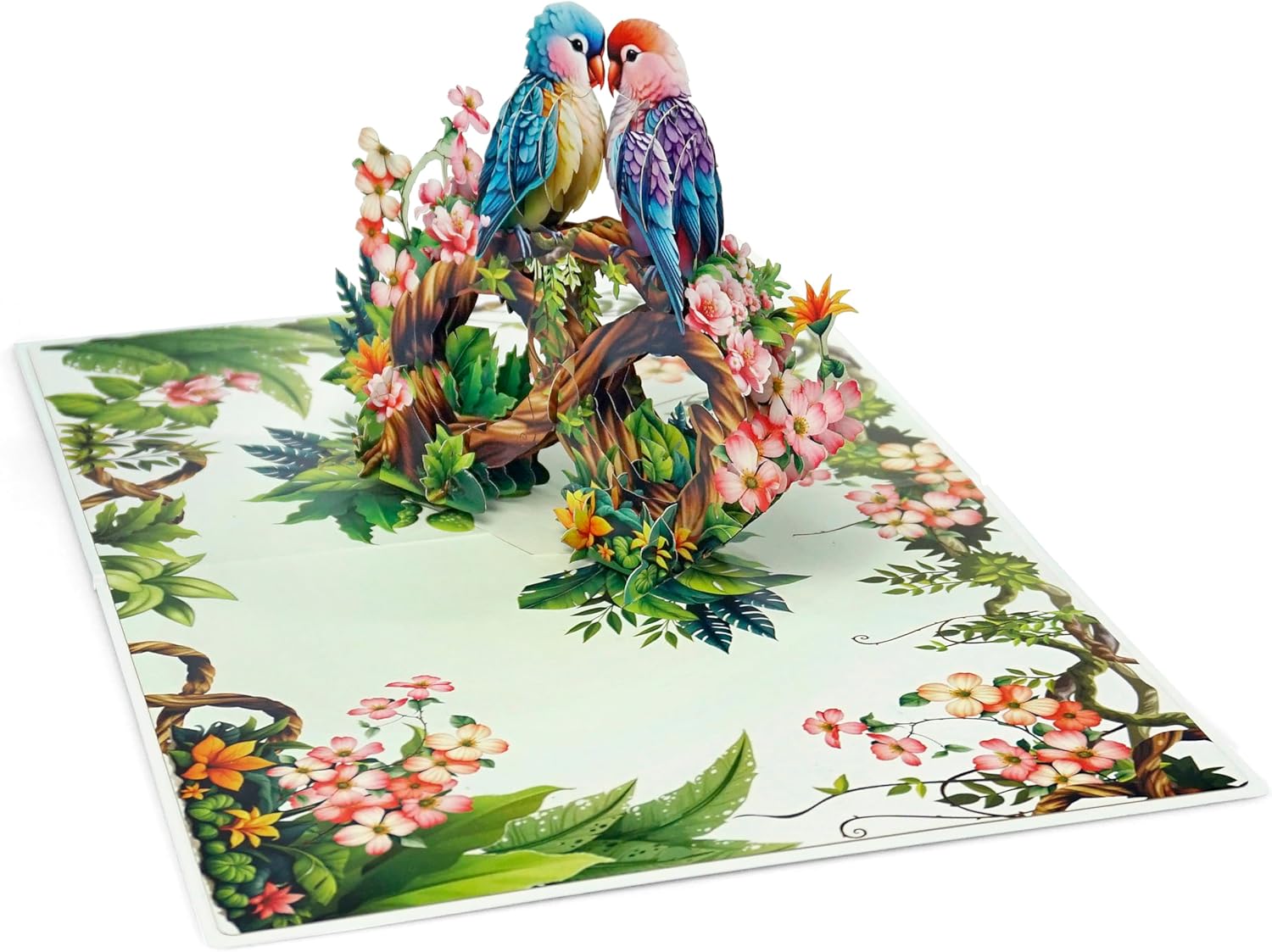 CUT POPUP.COM Valentines Day Card, Anniversary Card Pop Up, Wedding, Engagement, 3D Greeting Card (Parrot Couple) - Image 8