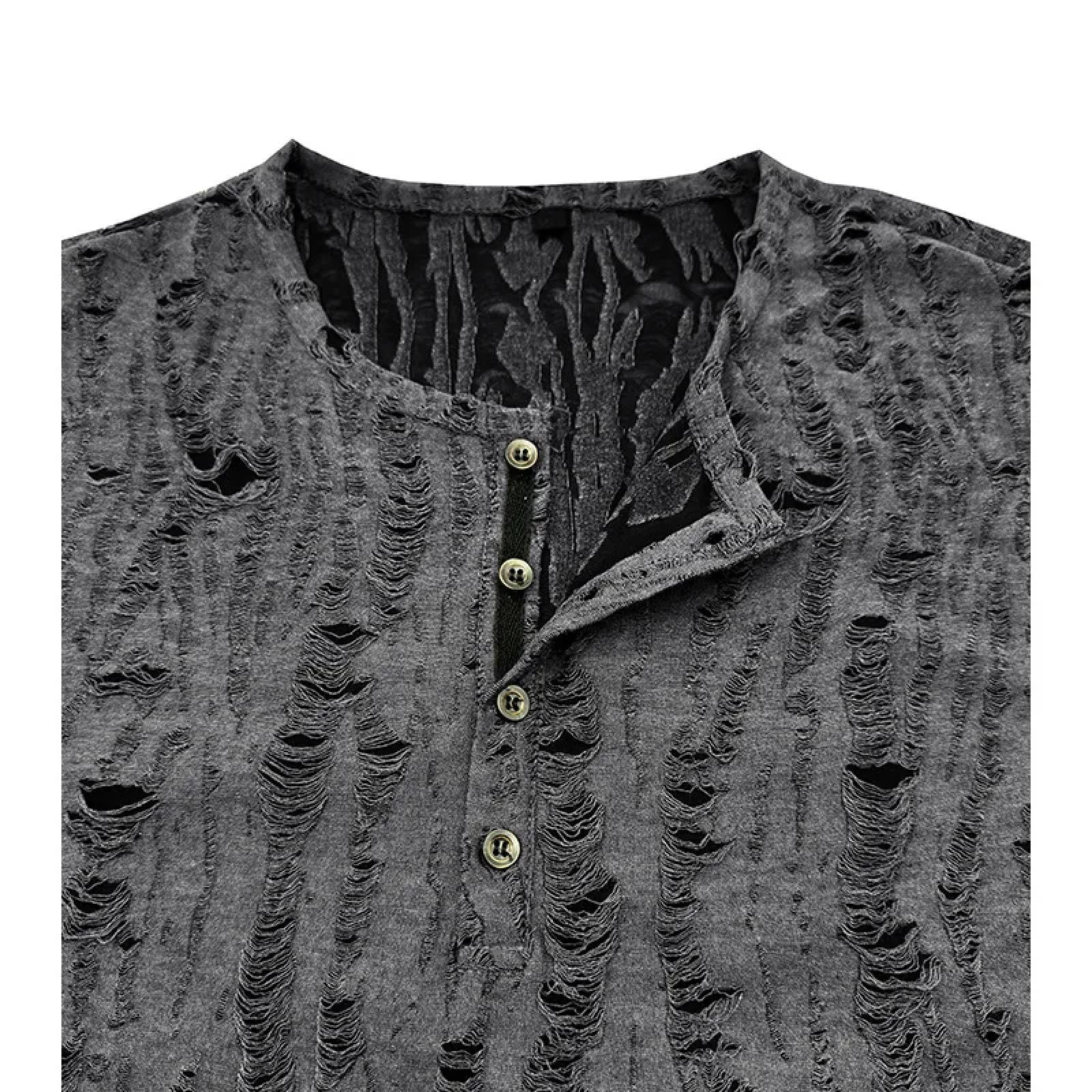 Camiseta De Manga Corta T-Shirt Camiseta De Manga Corta para Hombre Broken Holes Retro Camisa De Moda para Hombre Tops De Moda Casual para Hombre Slim Fit