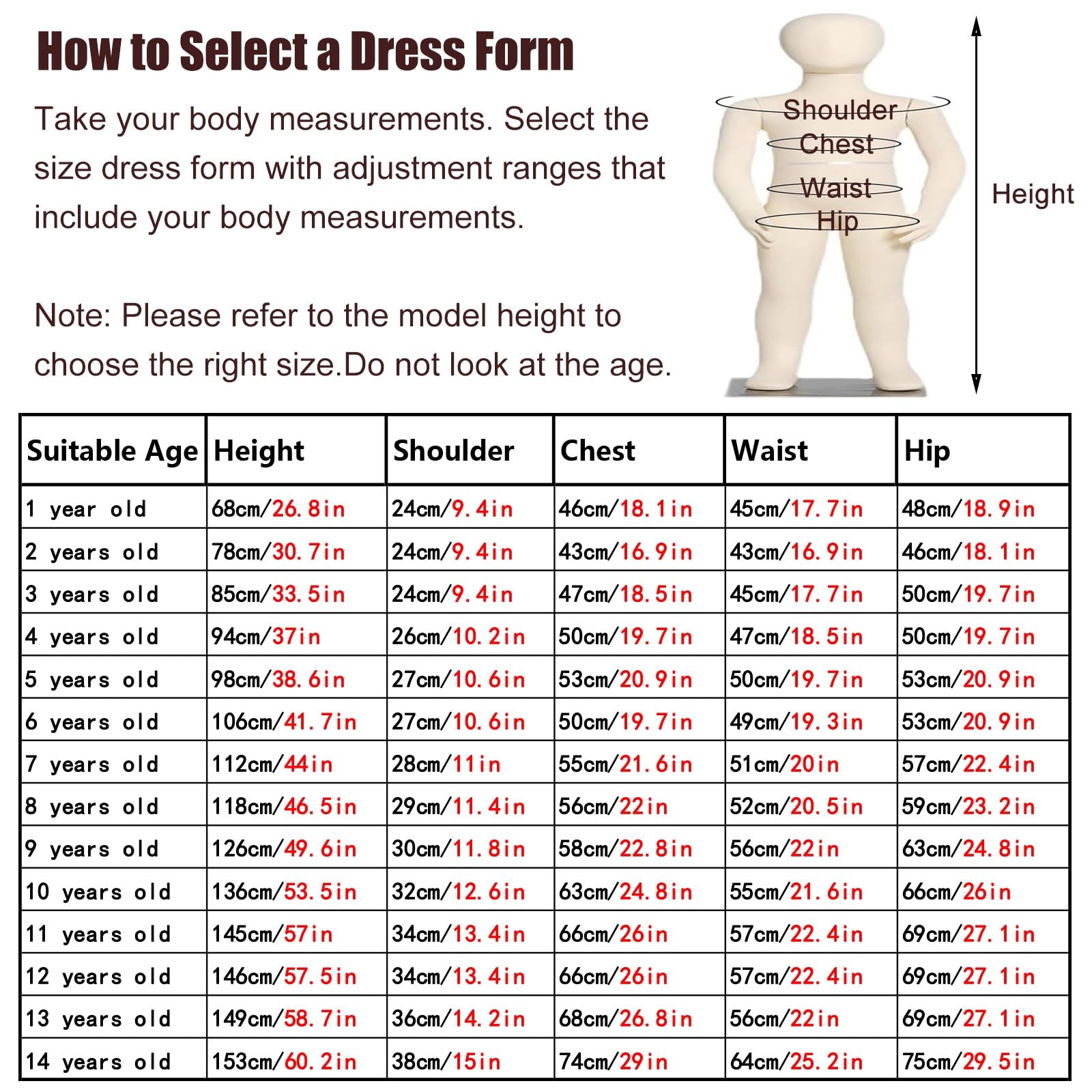 Full Body Mannequin for Size 1-12 Kids, Realistic Flexible Mannequin Full Body with Adjustable Detachable Head & Arms, Stainless Steel Base Dress Form Child Torso Mannequin(11 Years Old)