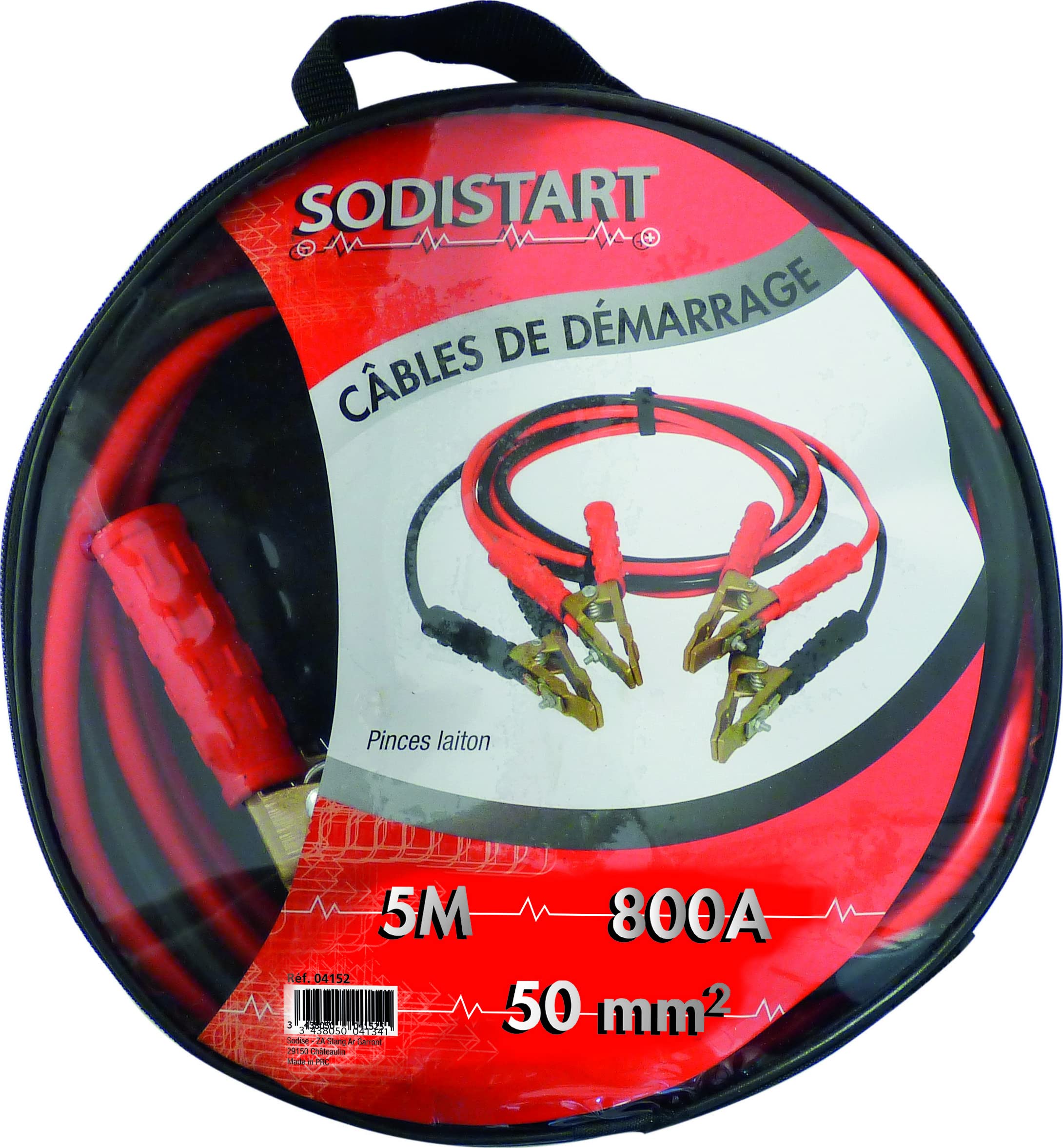 TOPCAR Jeu de câbles de démarrage 5m équipés de Pinces Laiton 800A 50mm 04152