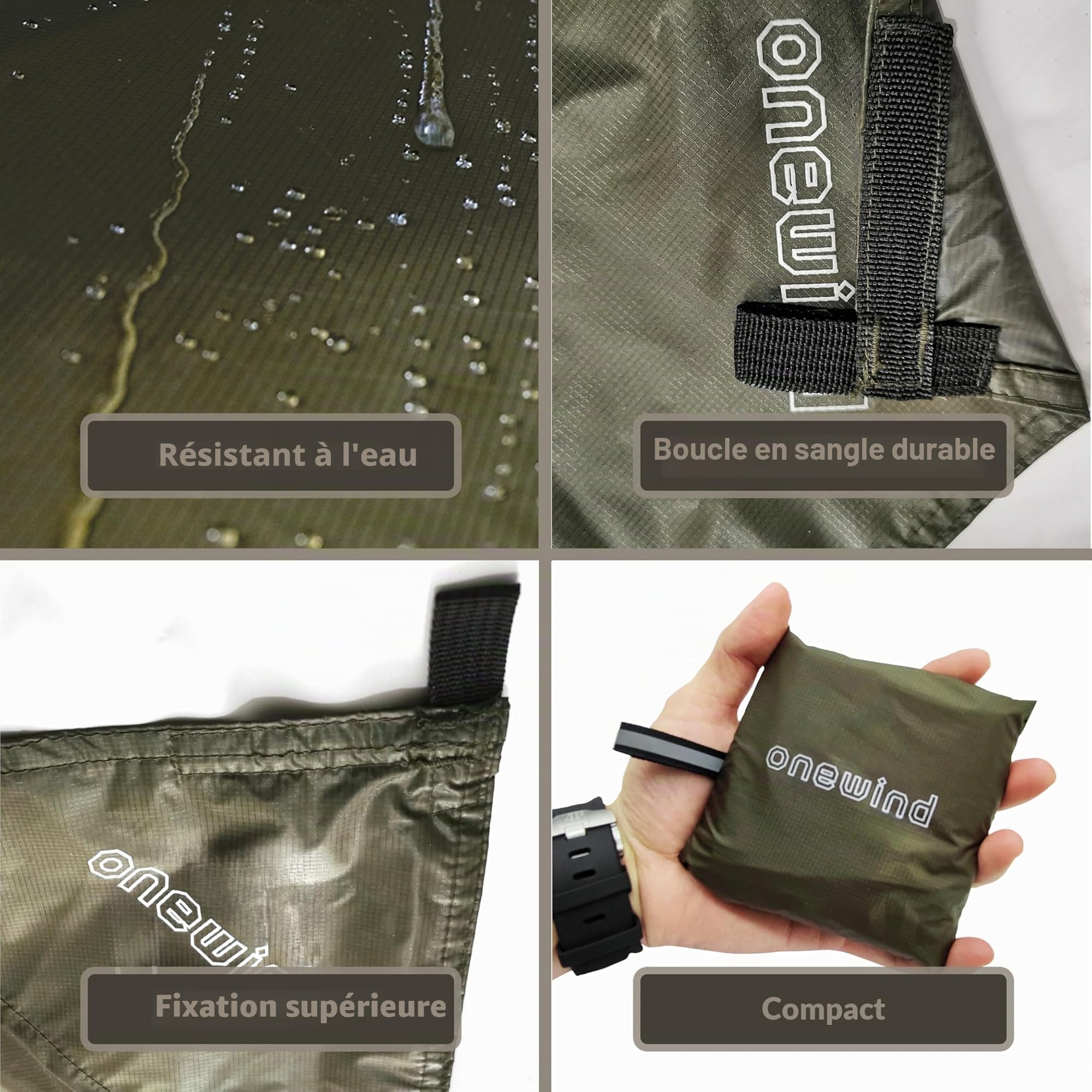 onewind Bâche de Camping Imperméable Nylon Ultra Légère 250x140cm Vert
