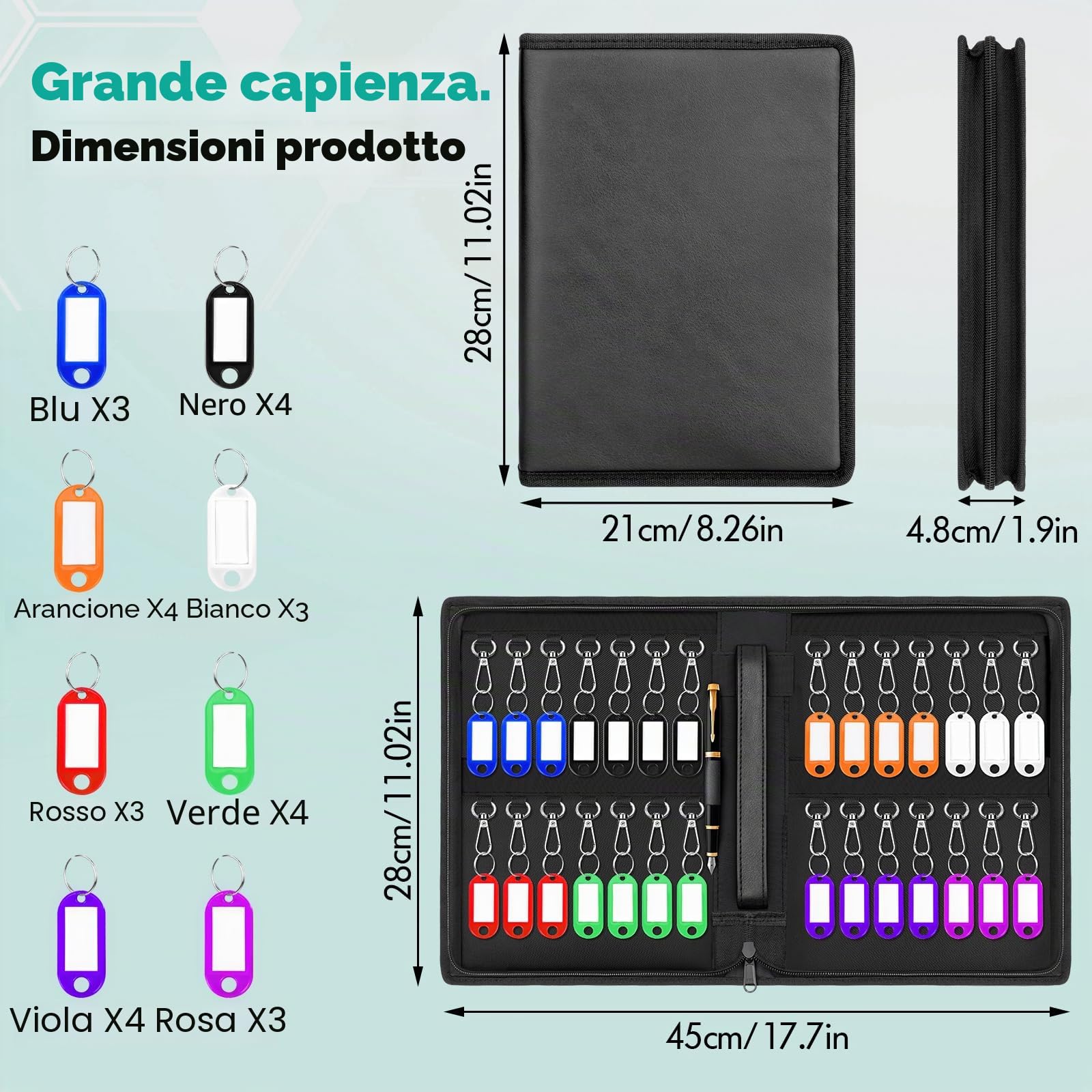 Grande Cassetta Sicurezza Chiavi Con 28 Gancio Portatile Cassaforte Porta Chiavi Parete Cassetta Portachiavi Sicurezza Muro Armadietto Portachiavi per Casa Esterno Fabbrica Garage Hotel Ufficio