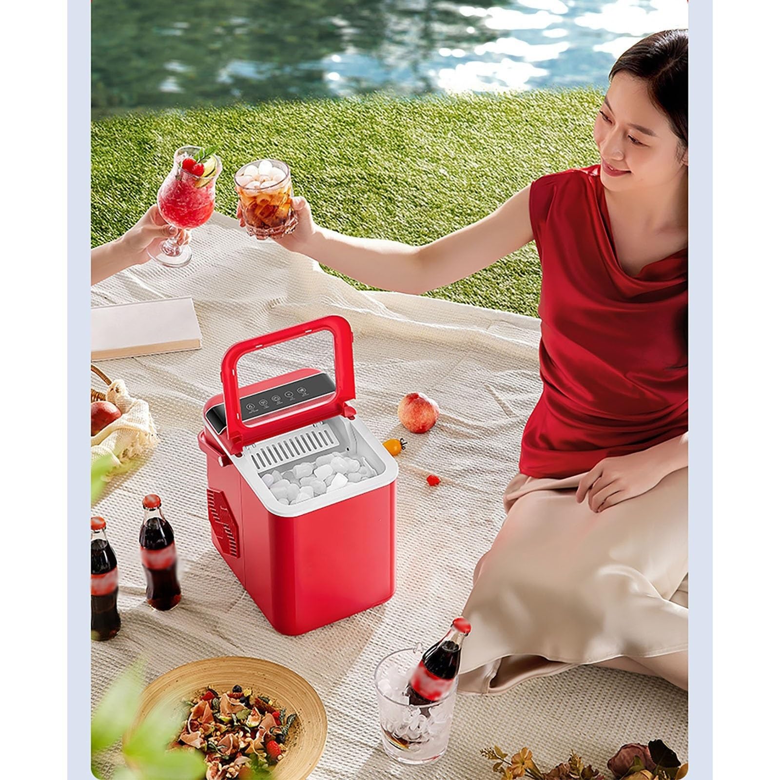 Máquina de Hielo para El Hogar, Máquina de Hielo de Escritorio, Monitoreo Inteligente en Tiempo Real, Producción Diaria de 12-15 Kg, Ideal para Acampar Y Fiestas Pequeñas