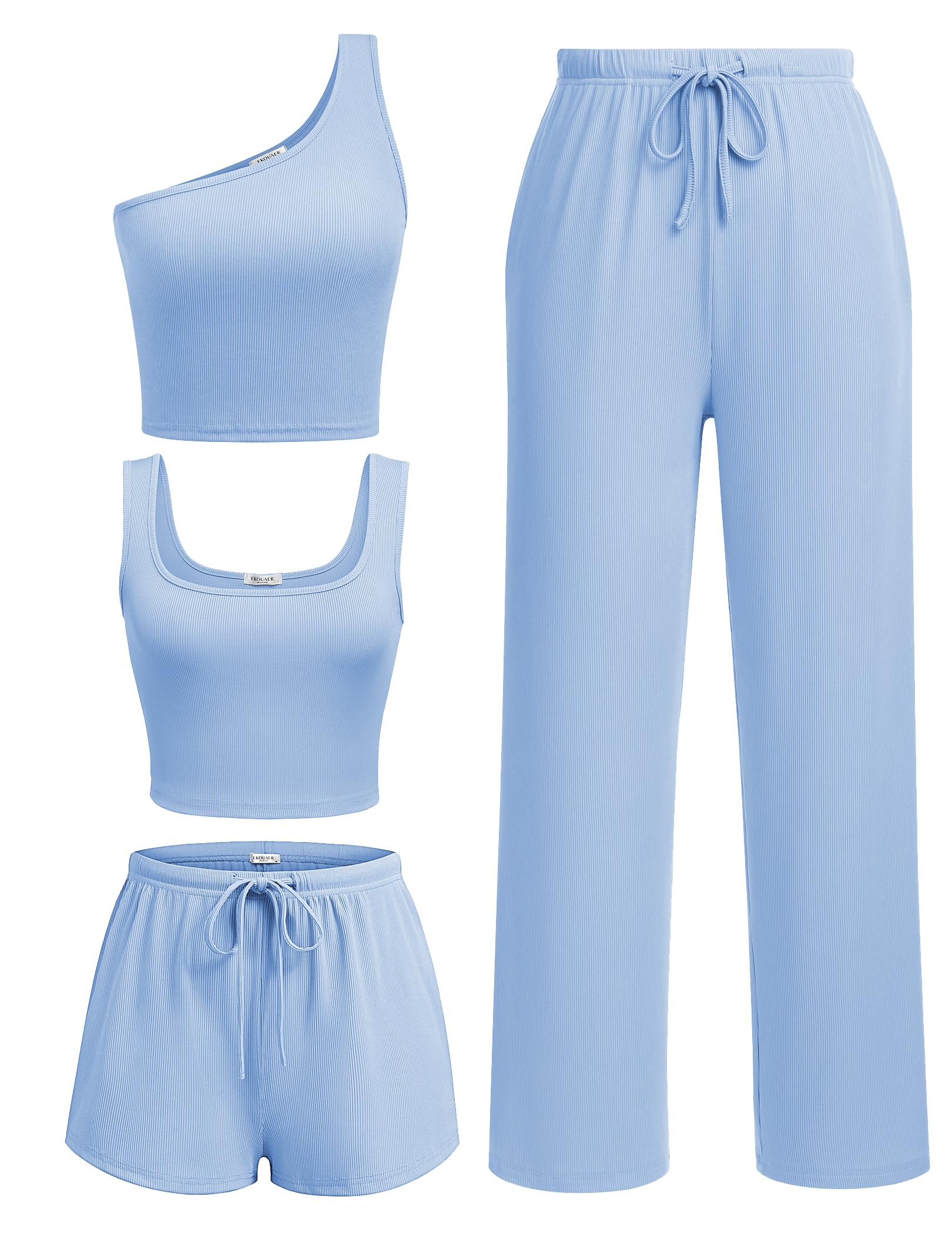 Ekouaer 4 Piece Sets for Women Casual Lounge Sets Summer Vacation Outfits