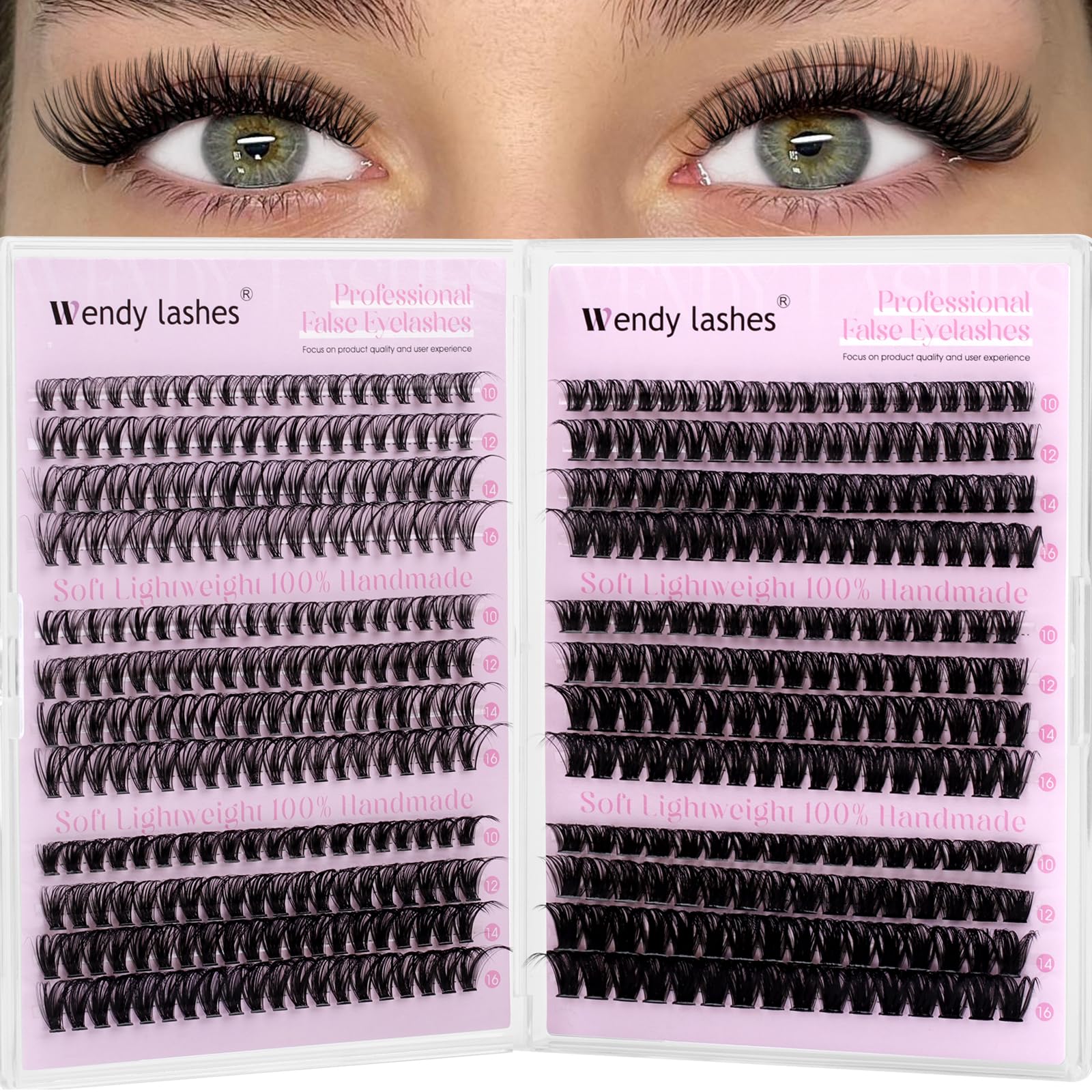 WENDY Pestañas Postizas Individual D Curl 0.07mm Mix 8-16mm Cluster Lashes 3D Effect Extensión de Pestañas Professional DIY(C3-D-816) — view 34
