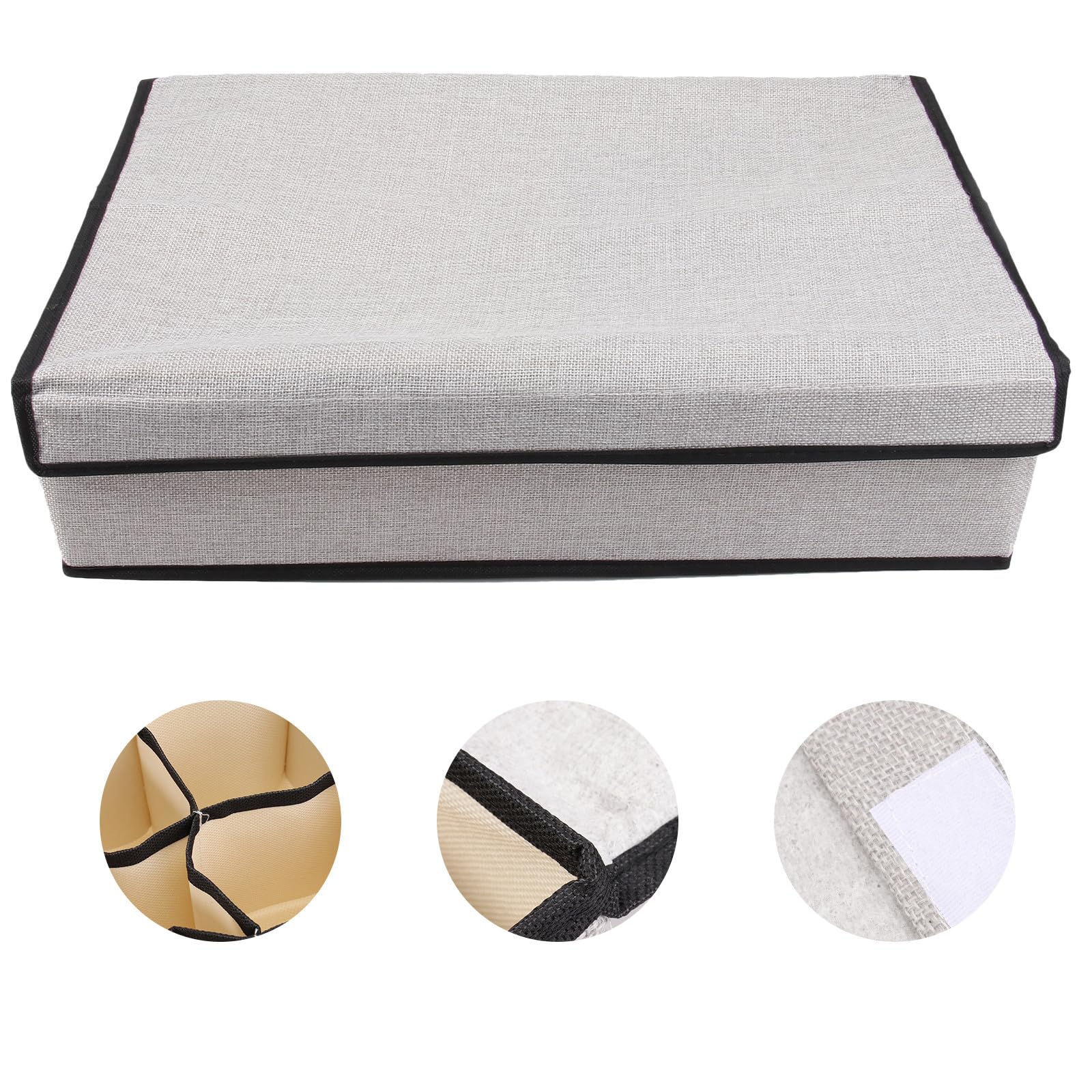 Levemolo Organizador de Cajones para Ropa Interior con Tapa Caja de Almacenamiento Multifuncional de Tela Lavable 16 Compartimentos Gris Claro para Sujetadores Calcetines y Bragas