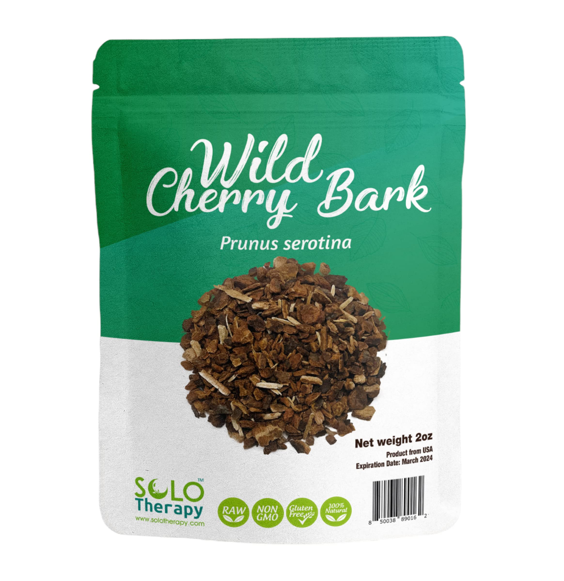 Wild Cherry Bark 2 oz, c/s, Prunus serotina, Resealable Bag, Wild Cherry Bark Herb Tea, Corteza de Cereza Silvestre