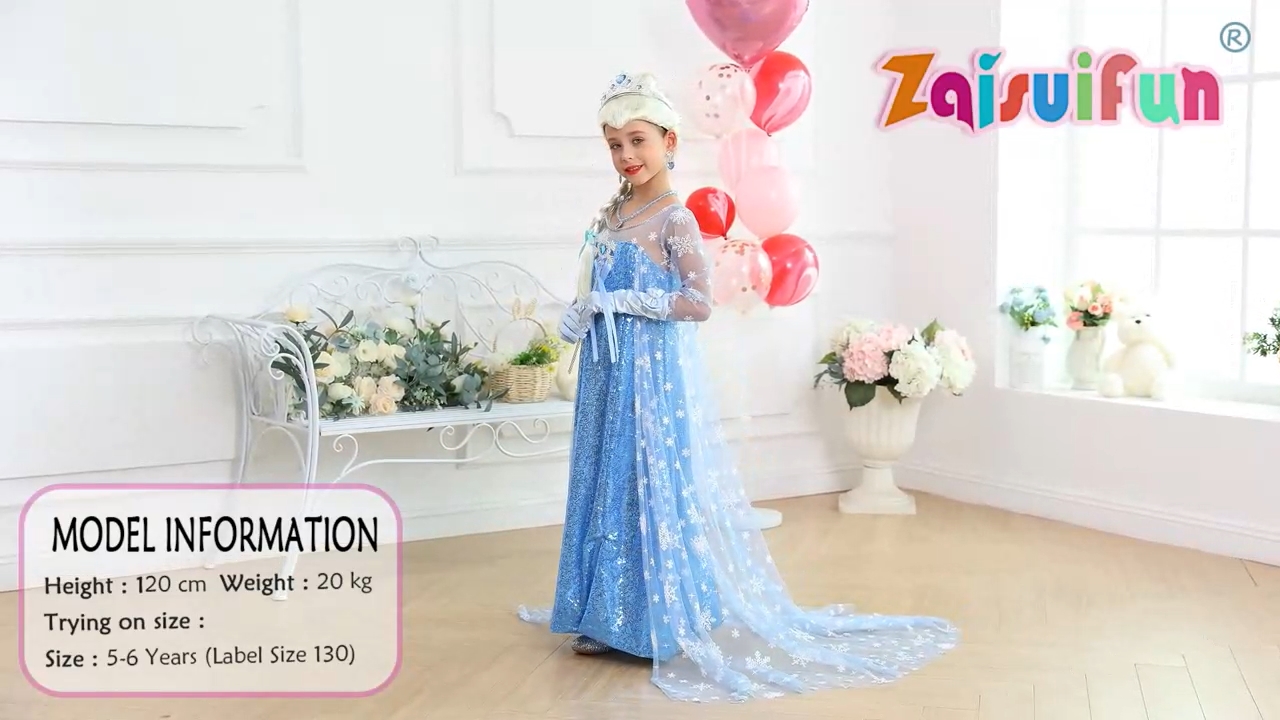 Vestido de Princesa Azul para Niñas con Accesorios miniatura 7