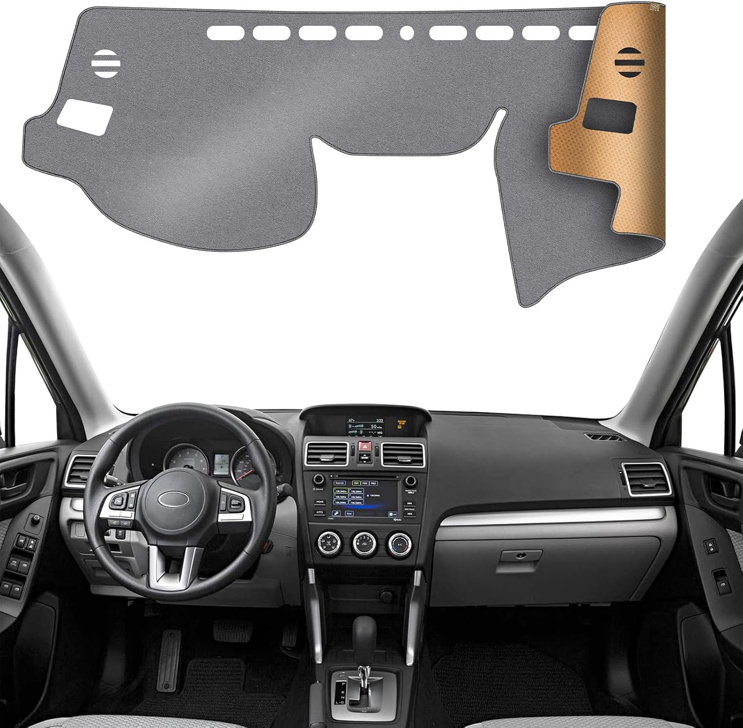 KEYOOG Dashboard Cover Dash Mat Fit for Su-baru Forester 2018-2014 (for Body Code S13,Without HUD Models),Car Dash Board Mat Anti-Glare Carpet,Non-Slip Pad Sunshield Protector (Grey)