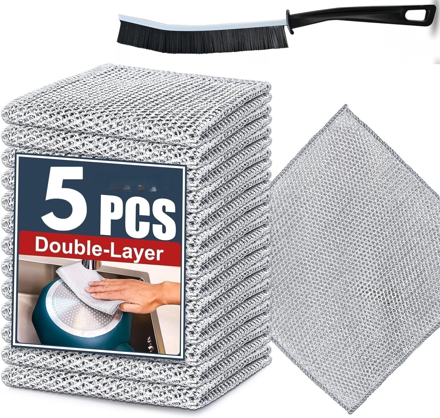 POCKET COMFORT Non-Scratch Dish Wash Cloth (Pack of 5) Steel Wire Dish Cloth Stainless Steel Scrubber Wire Dishwashing Rag for Washing Dishes Sinks Counters (B0DFNHY1LP) Amazon Price History, Amazon Price Tracker