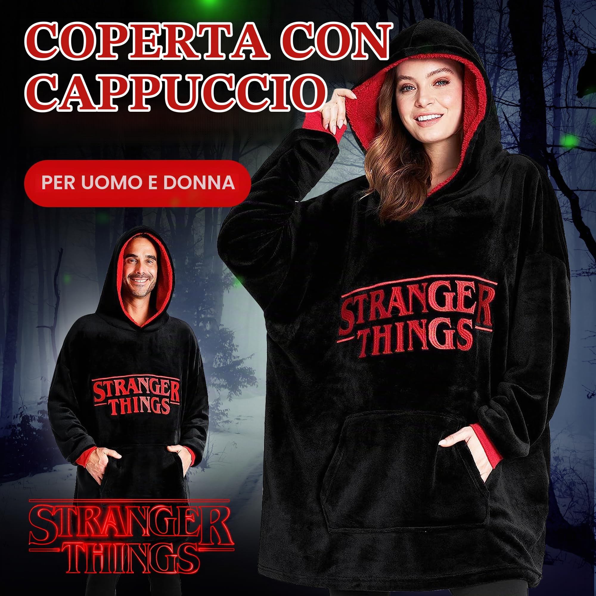 Stranger Things Felpa Coperta Uomo - Felpe Oversize in Pile Uomo Donna
