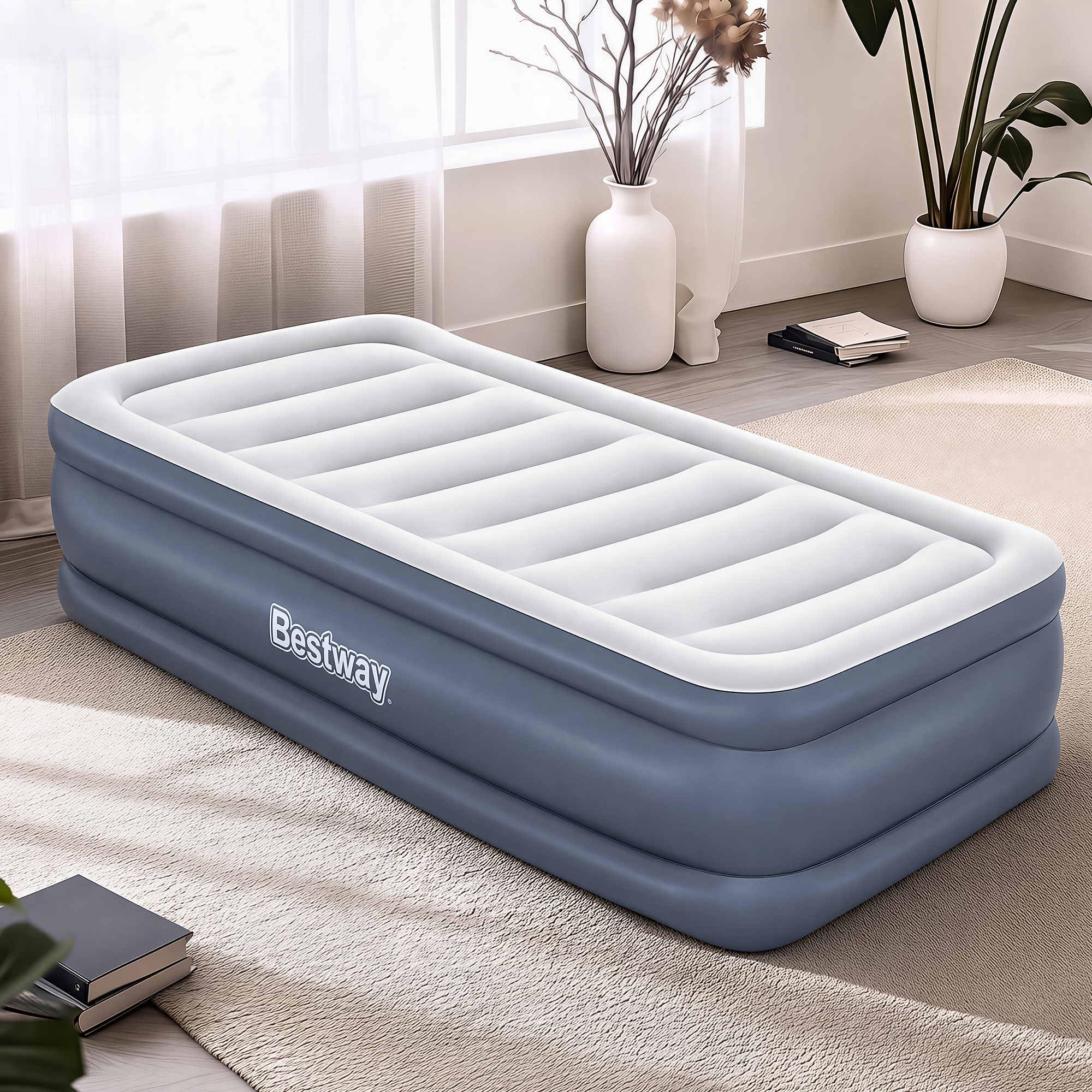 Bestway 75" x 38" x 20"/1.91m x 97cm x 51cm Tritech Air Mattress Twin Built-in AC Pump
