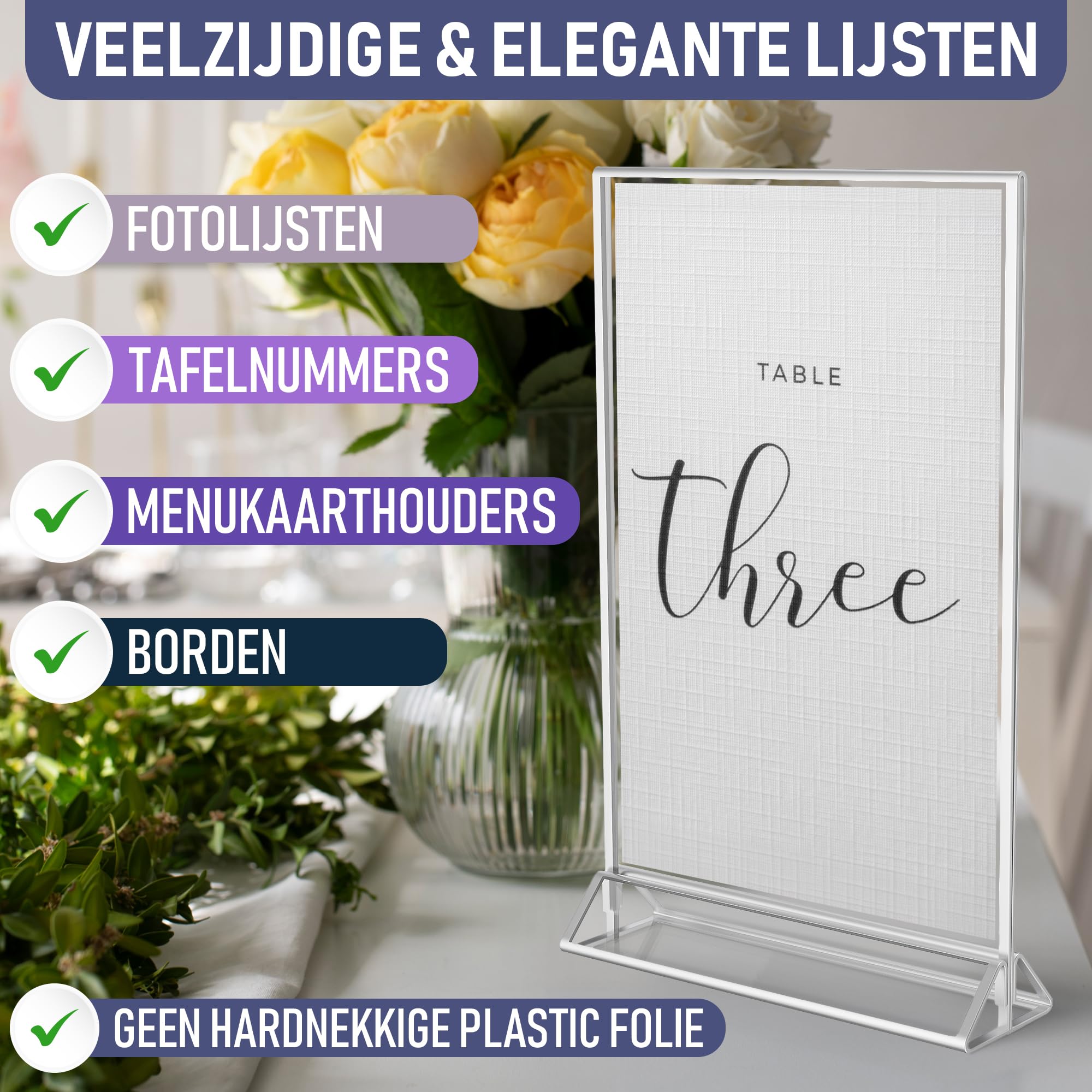A5 acryl bordhouder - 6 stuks, veelzijdig met gepolijste randen, dubbelzijdig display, eenvoudige fotowisseling, perspex folder displaystandaard. Ideaal voor foto's, borden, menu's en tafelweergaven