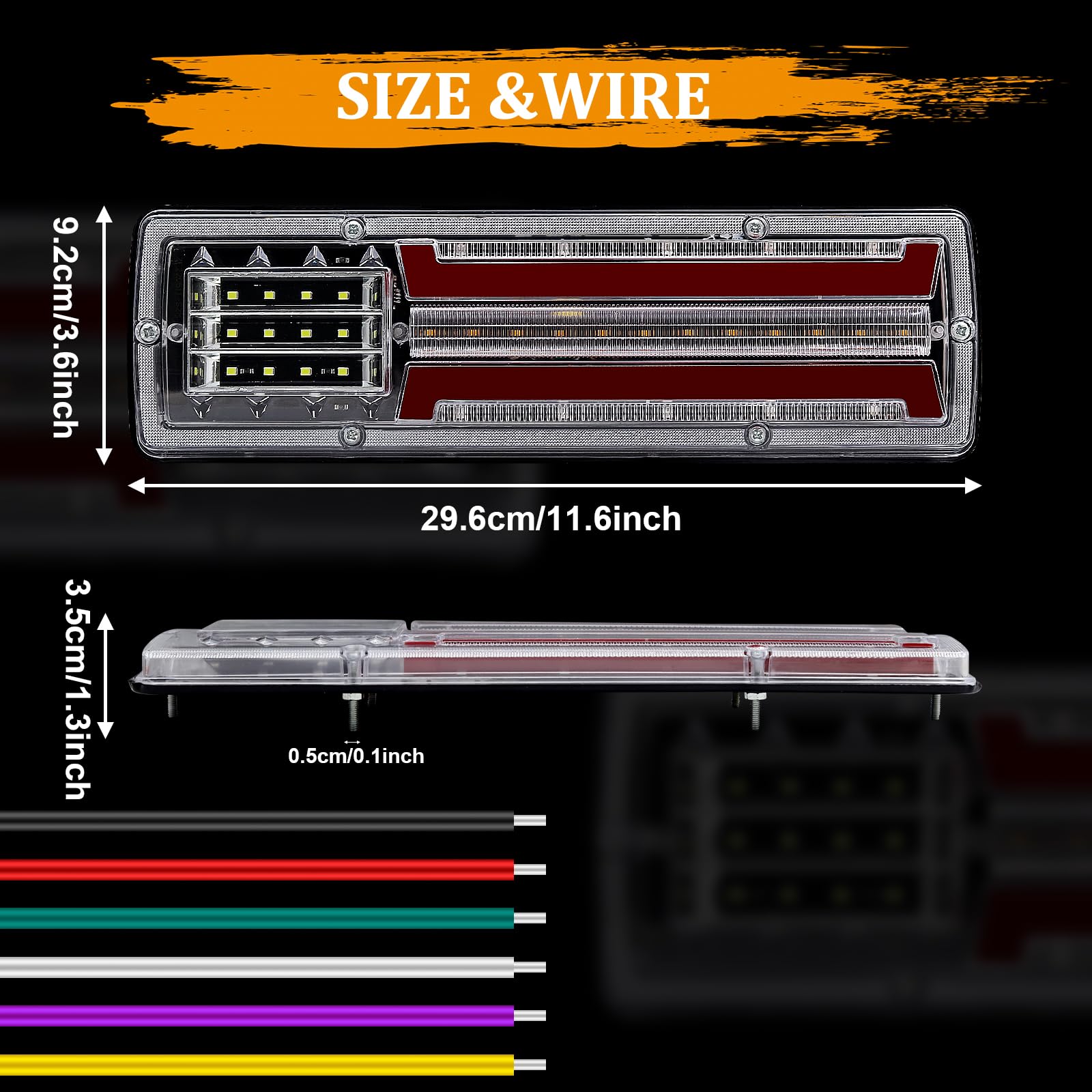 Biqing 2PCS Fanali Rimorchio 24V,Luci Posteriori a LED per Rimorchio,62-LED Fanali Posteriori per Camion,Indicatore di Direzione Dinamico Lampada per Camion Camper Caravan