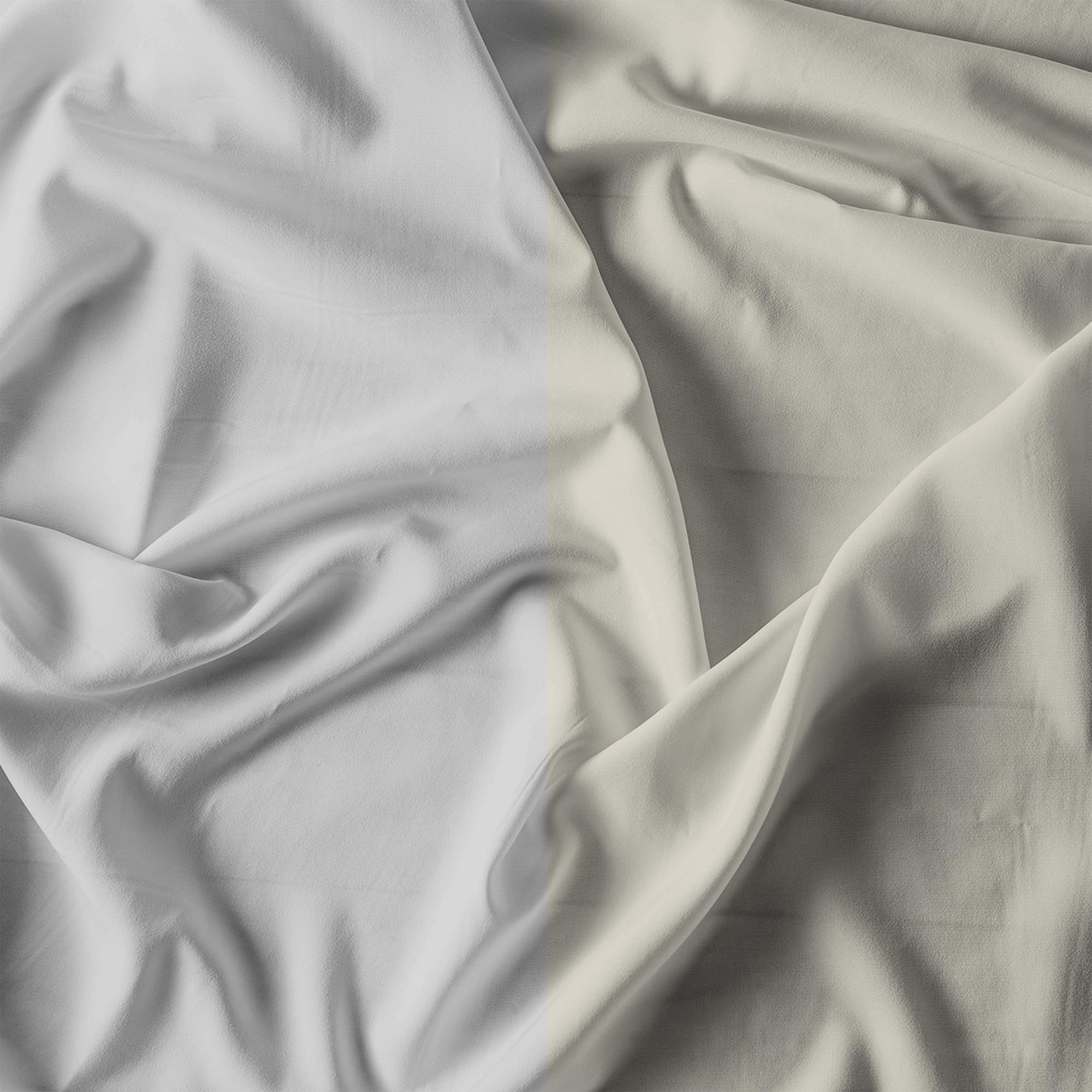 Italian Bed Linen COMPLETO LETTO MATRIMONIALE NATURAL COLOR 100% Cotone - Prodotto in Italia - Sopra 240x300 cm, Sotto 170x200 cm, Federe 50x80 cm Tinta Unita - DoubleFace - Grigio Chiaro/Panna