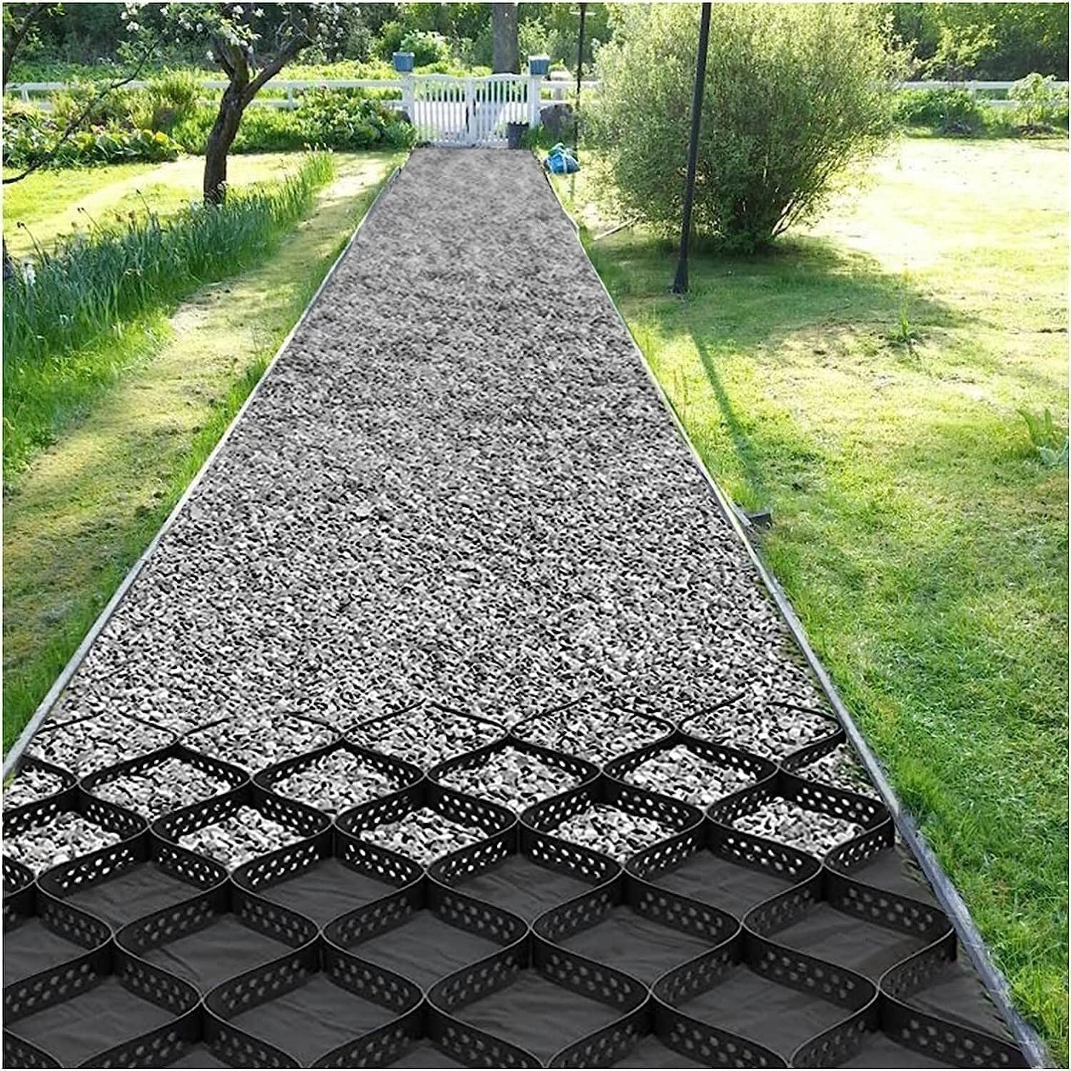 Podjazd z geosiatką 5 cm, stabilizator siatki do chodnika, składane, przepuszczające powietrze, do ogrodu, 3 x 8 m