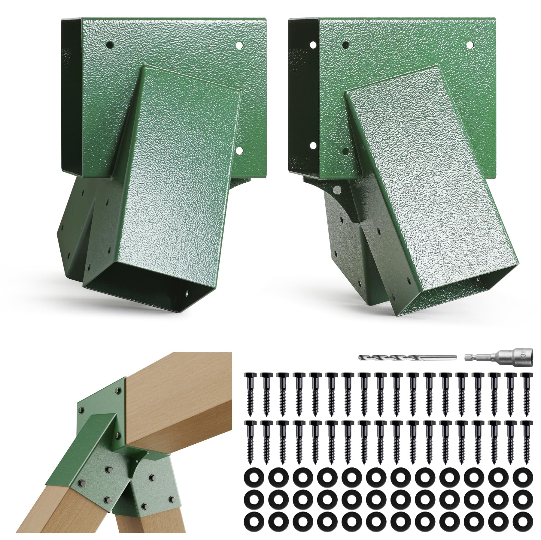 Wocepu 201 Stainless Steel Swing Set Bracket 2pcs A-Frame Brackets with All Mounting Hardware（Green）