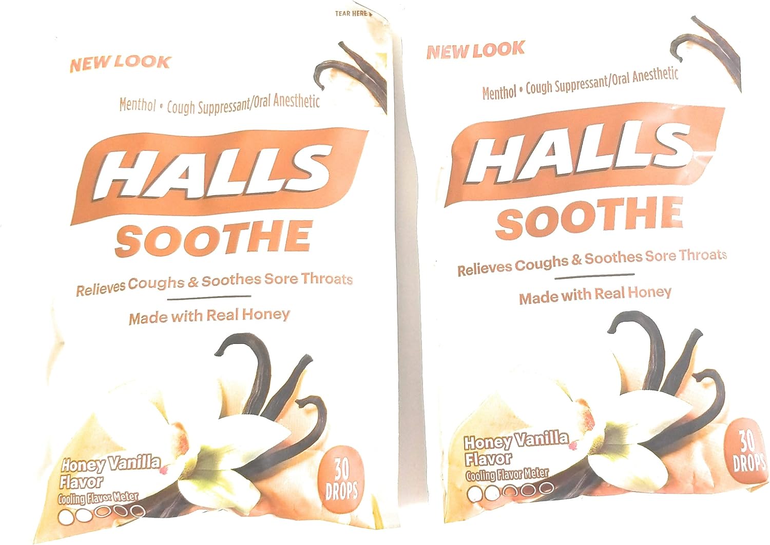 Halls Soar Throats Cough, Honey Vanilla, 30 Drops (Pack of