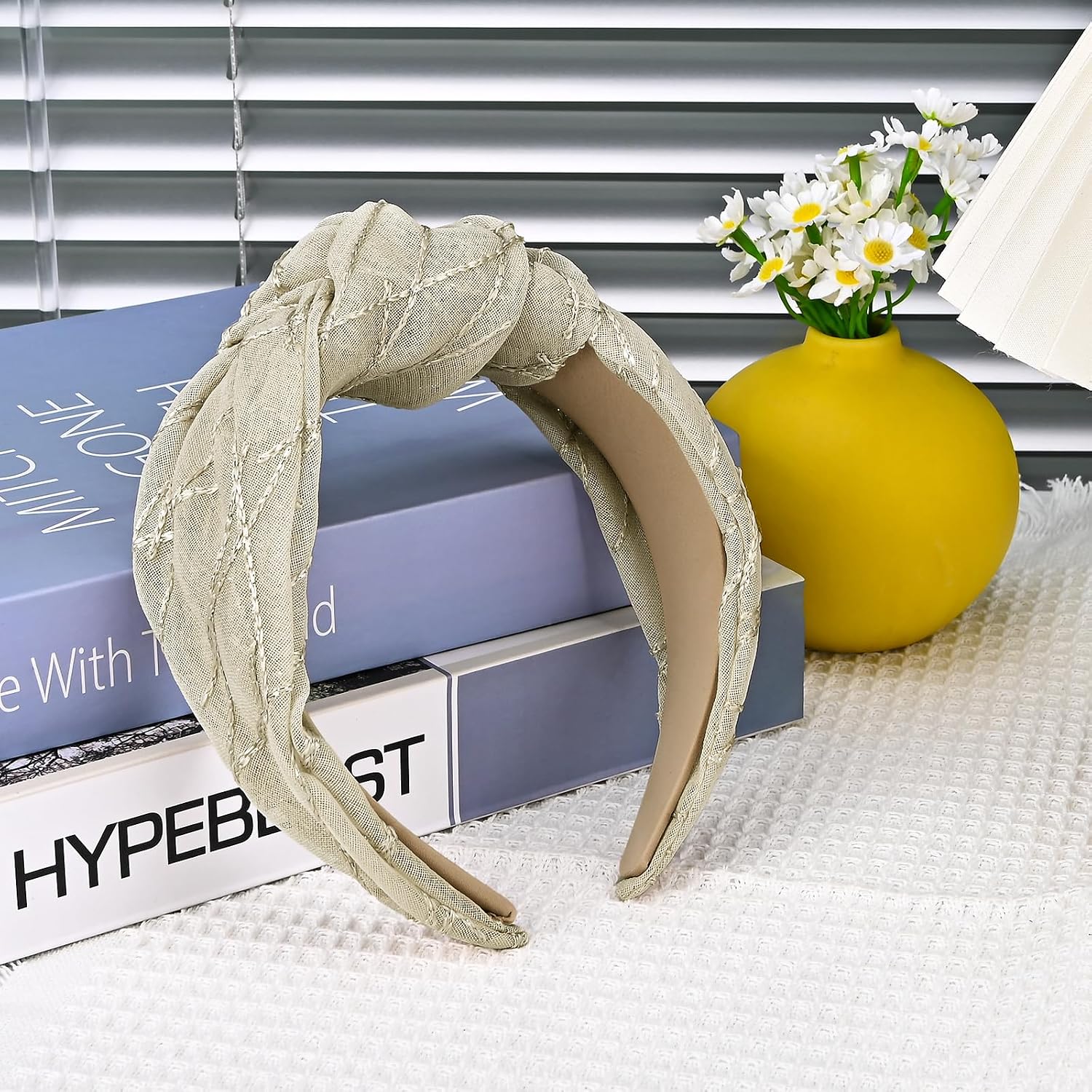 Top Knotted Headband for Women, Thick Fabric Non-Slip Hair Bands image 5