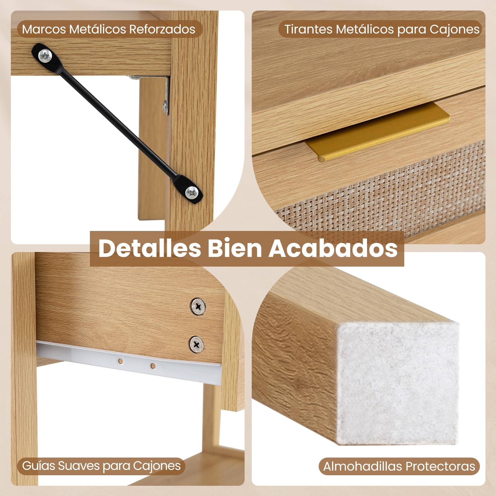 COSTWAY Mesa Consola Estrecha, Consola de Recibidor con 2 Cajones de Ratán, Estante de Almacenamiento Abierto, Kit Antivuelco, Mesa Auxiliar de Sofá para Entrada, Pasillo, 100 x 35 x 76 cm (Natural)