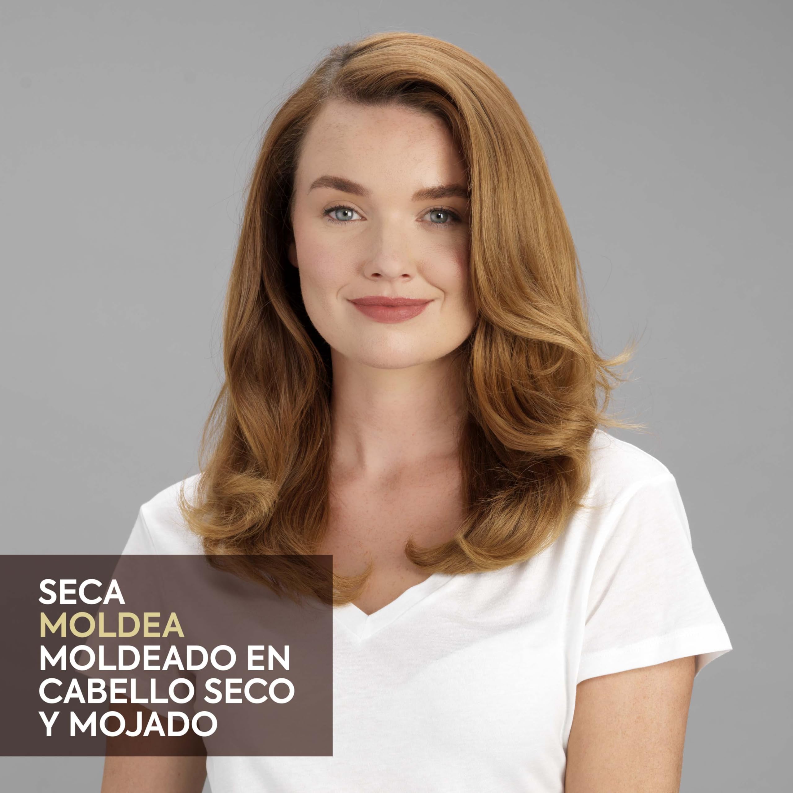 BaByliss Cepillo de Aire Air Power Volume 2 en 1 Secador de Pelo y Styler – Modo Húmedo y Seco, Cepillo Secador Moldeador, 3 ajustes de temperatura, Iónico, Cerámico, Dorado, AS95E