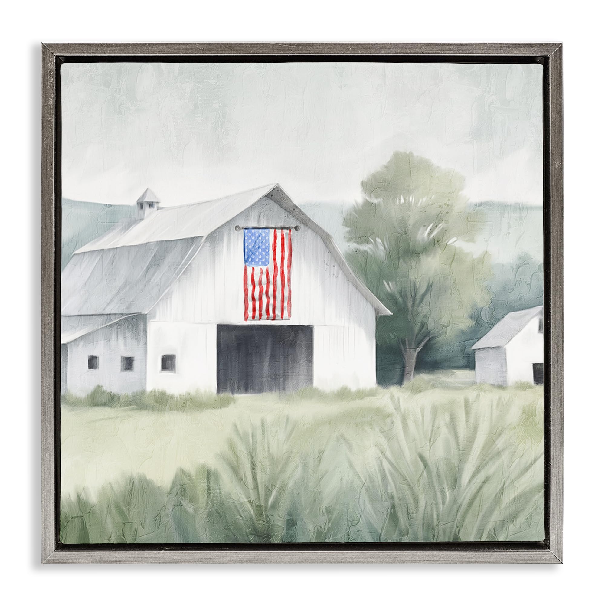 'Home USA Flag Barn'| Floating Frame Canvas Art
