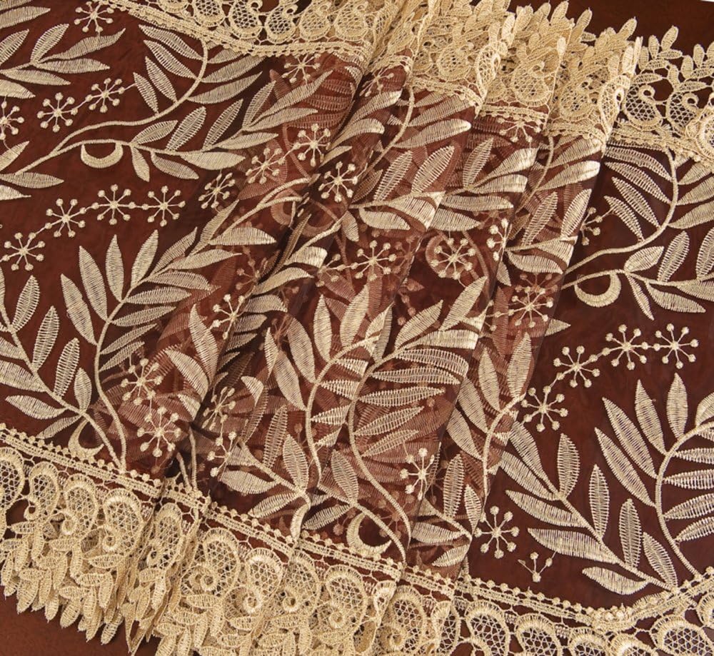 Simhomsen Large Burgundy Lace Table Runners Embroidered Leaves 16 × 108 Inch