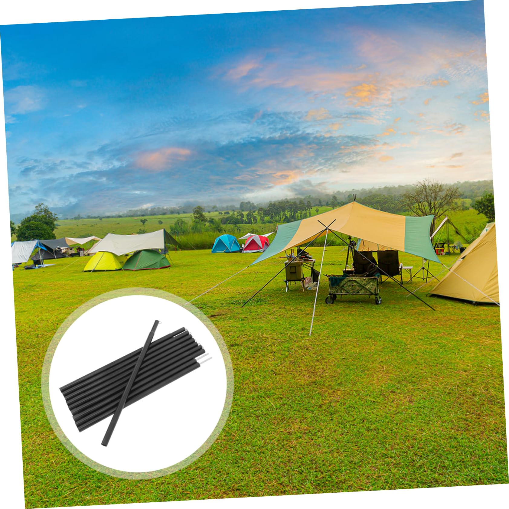 GANAZONO 1 Ensemble Poteaux de Support de Tente Réglables Kit de Remplacement pour Bâches et Auvents Accessoires de Camping avec de Rangement Sections