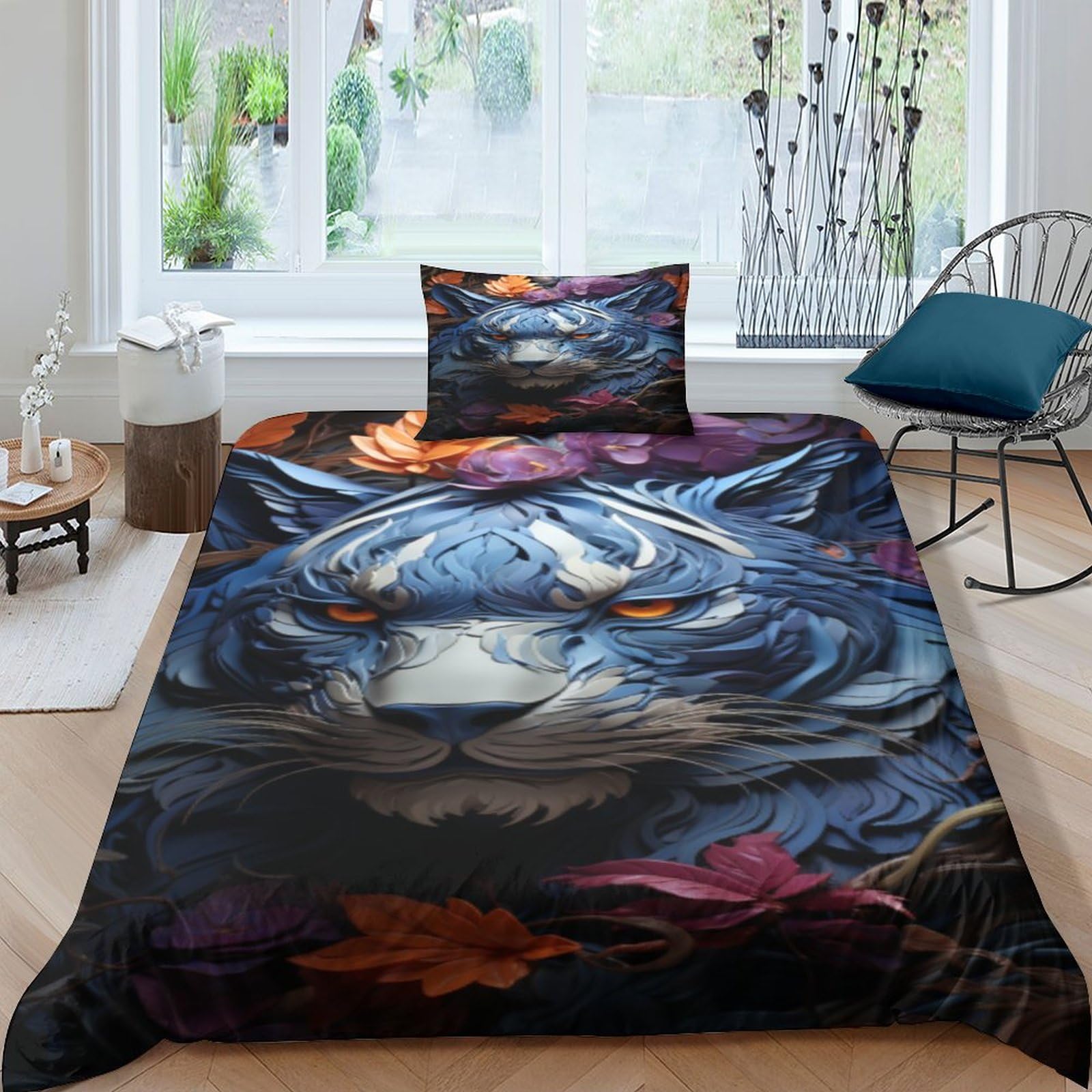 Literie en microfibre tigre 3 pièces 135x200cm, le cadeau idéal pour lit enfant passionné de félins