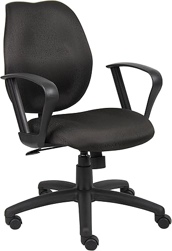 Boss Office Products Silla de trabajo con respaldo medio con brazos de bucle en negro