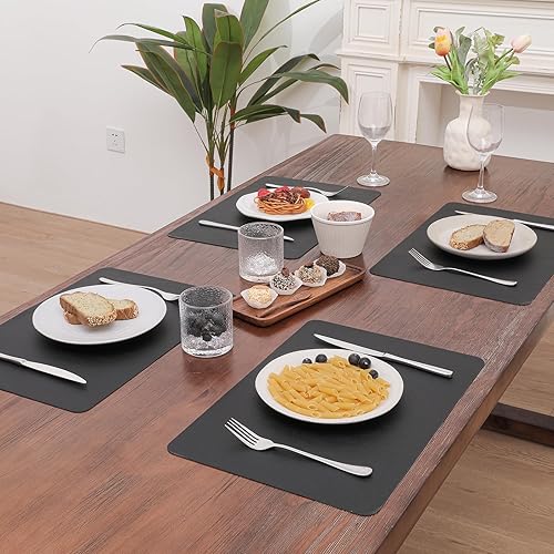 Miniatura 6 de SHACOS Juego de 6 manteles individuales de piel sintética resistentes al calor para mesa de comedor, antideslizantes, lavables, para cocina, mesa de