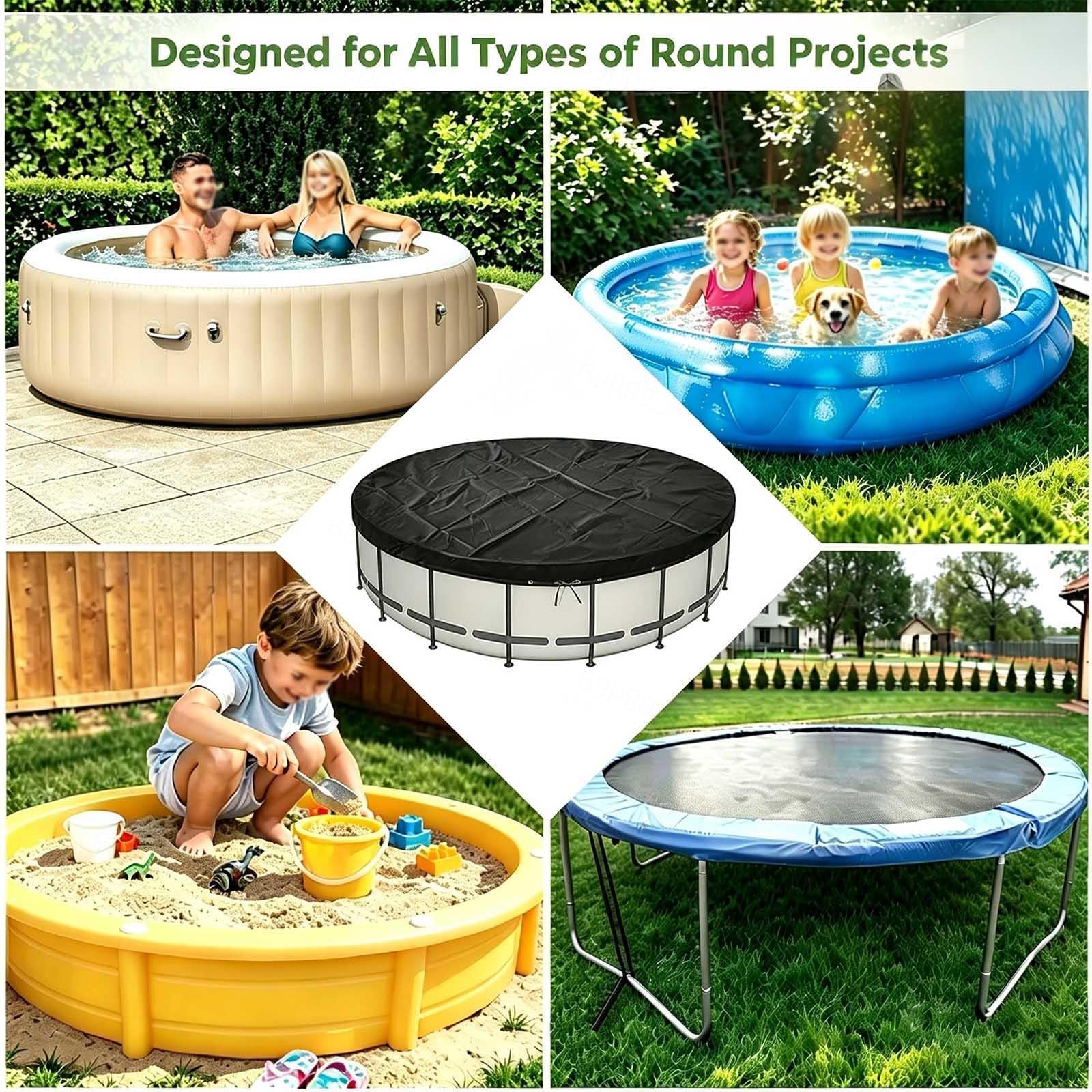 Couverture De Piscine avec Cordon Housse Piscine Imperméable Pliable Oxford Housse pour Baignoire Piscine,Gray-144 * 12inches（366 * 30cm）