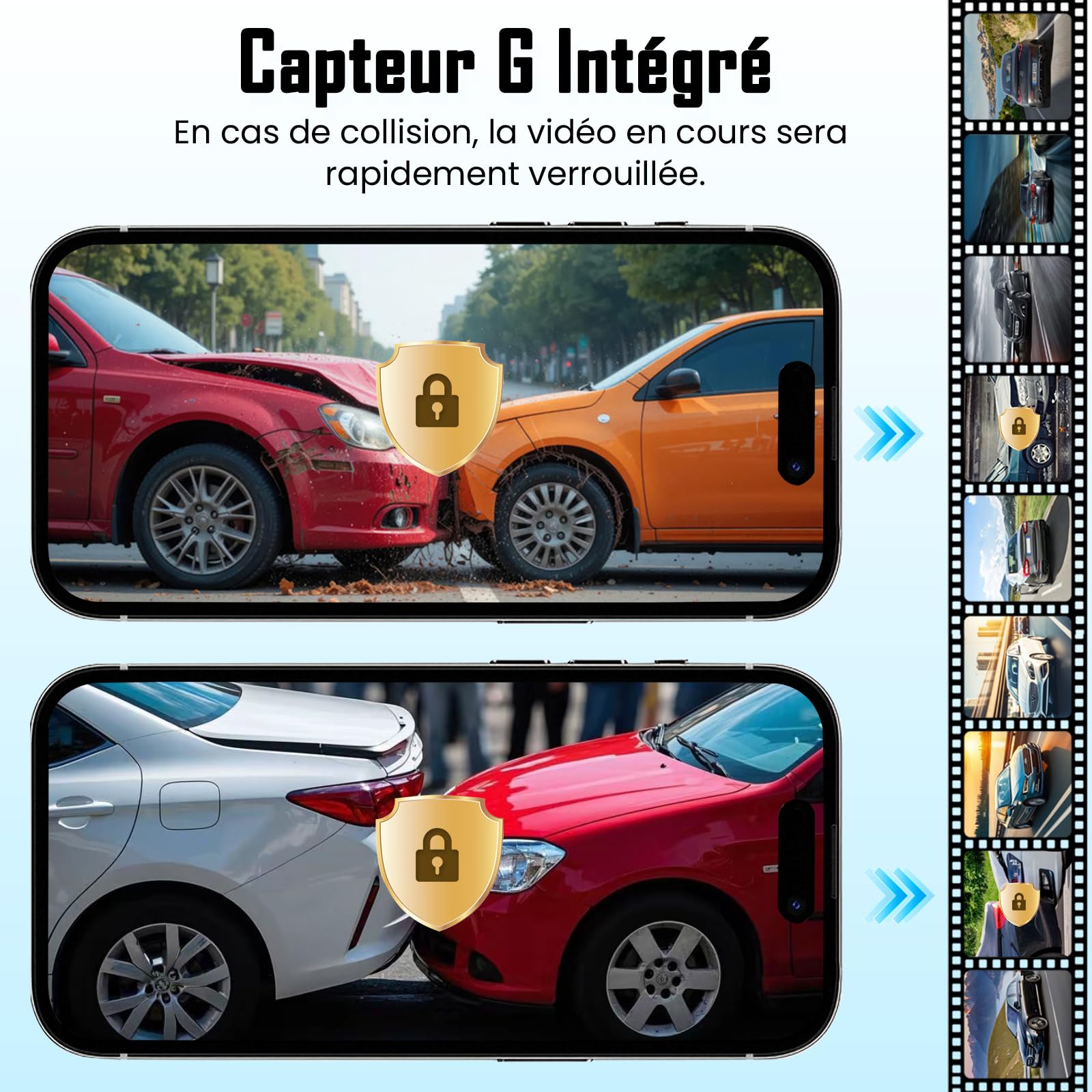 Dashcam Voiture Avant Arrière, 4K+1080P Caméra Embarquée avec Carte SD 64G, 1,97'' Écran, Grand Angle 170°, Vision Nocturne, WDR, G-Capteur, Mode Stationnement 24H, Enregistrement en Boucle