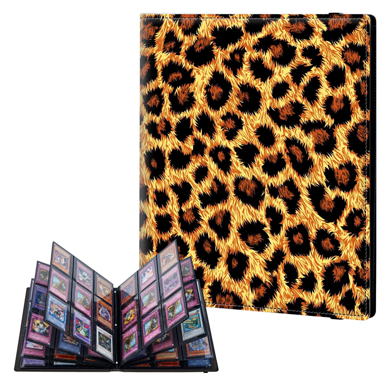 ETLKJVBL 9 Pocket Trading Card Binder, Card Collection Binder for TCG, MTG, Sports Cards, Baseball, Leopard Print Pattern Trading Card Book Holder for Collectors, Top Loader Binder — image 1