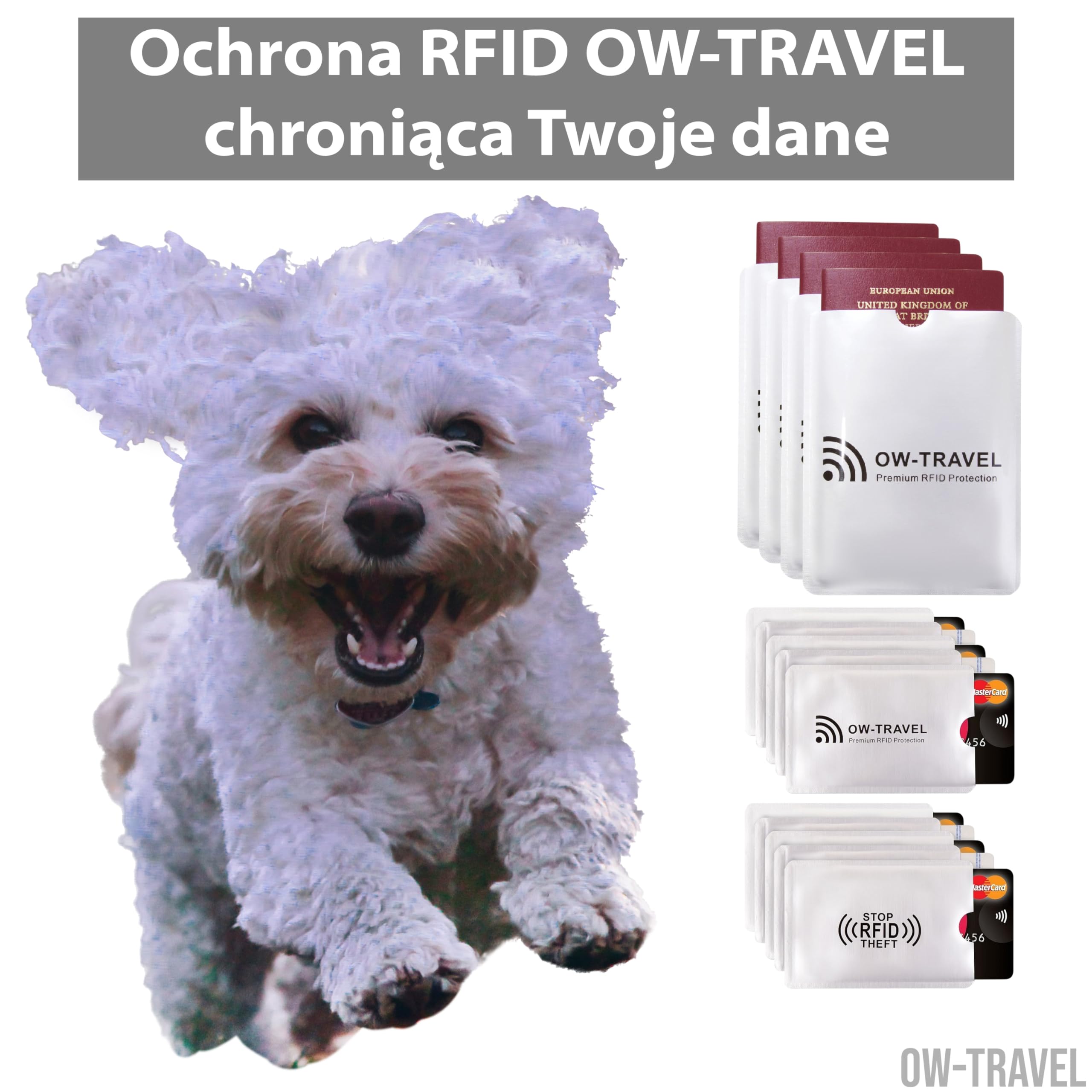 OW-Travel Etui na Karty RFID (10 Sztuk) I Etui na Paszportu (4 Sztuk) Ochrona Kart Zbliżeniowych. Blokada Karty RFID i Ochrona. Kartę Blokada Paszportu Bezpieczeństwa