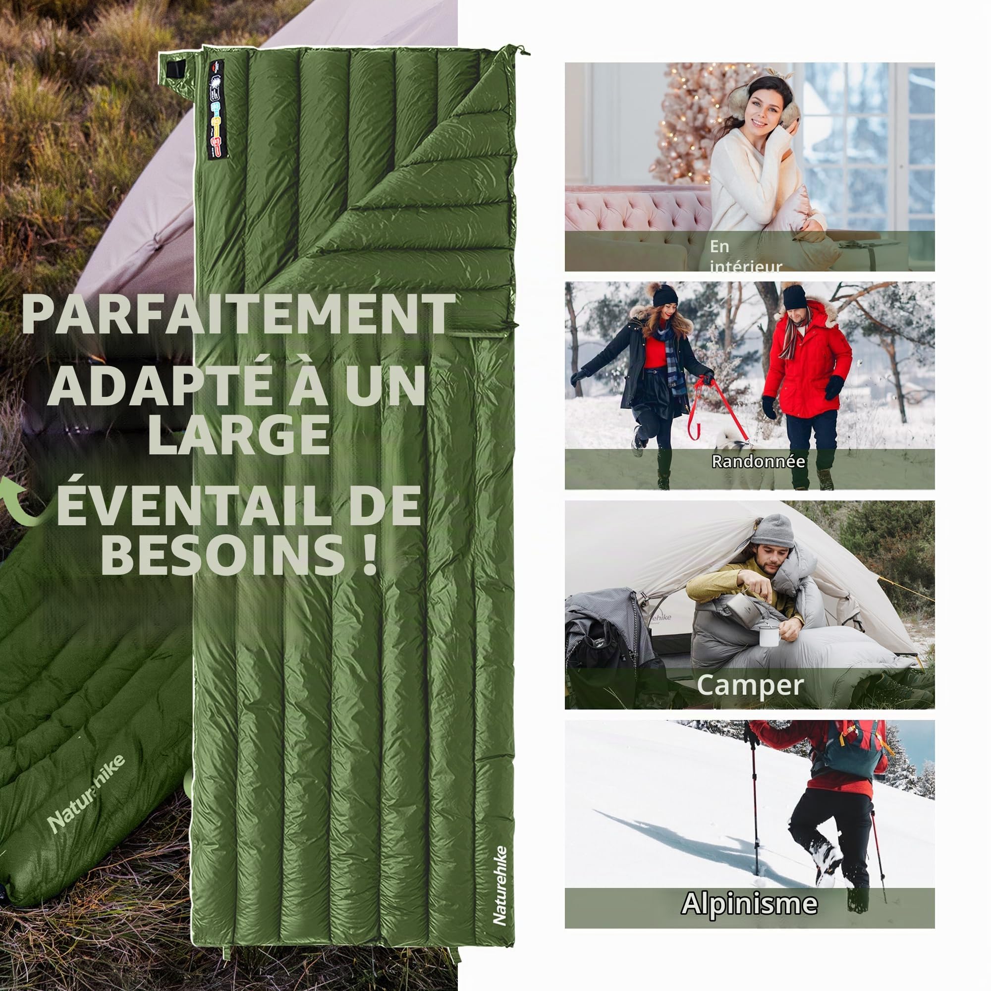 Naturehike Sac de Couchage en Duvet UltraléGer en Duvet de Canard Sac de Couchage Compact et Portable 650 FP Sac de Couchage d'hiver 3 Saisons avec Petite Taille pour Camping en Plein Air, RandonnéE