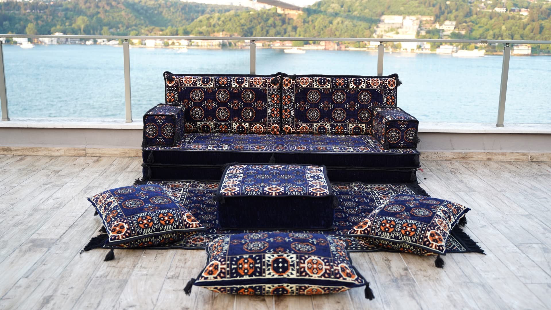 Buy Navy Blue Moroccan Living Room Couch, Arabic Majlis Furniture