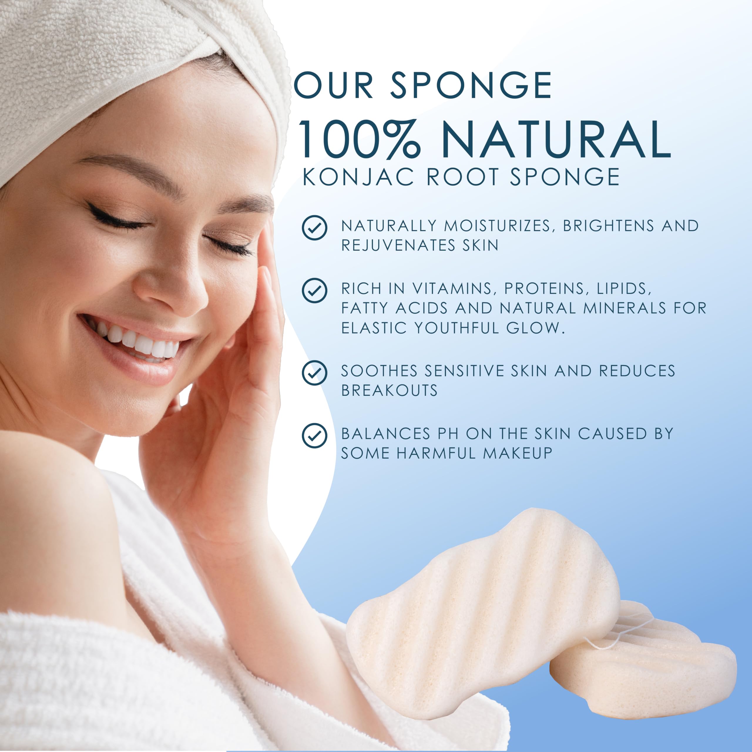 Konjac - Esponja corporal (2 unidades) | 100% natural y libre de tintes | no tóxica | Biodegradable | Ecológica | Embalaje sin plástico