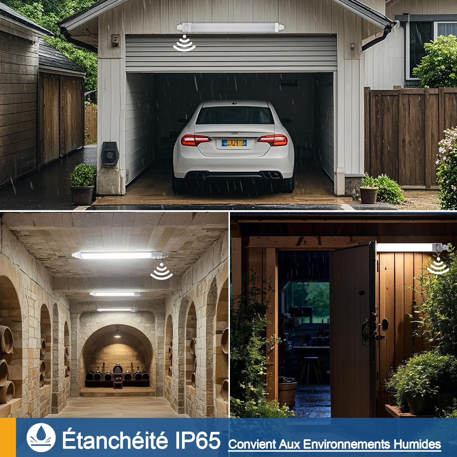 Neon LED 120 cm avec Detecteur de Mouvement 36W 3600LM Tube LED Sensor Lampe Linkable Luminaire Plafonnier Reglette LED Blanc Neutre 4000K IP65