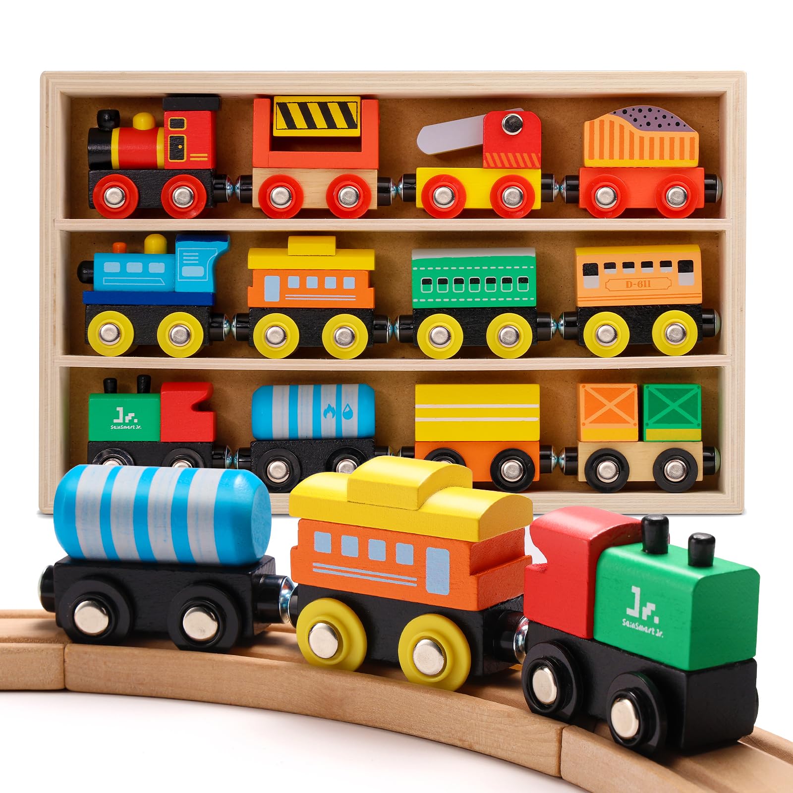 Amazon.com: SainSmart Jr. Wooden Train Set 12 PCS - Train Toys